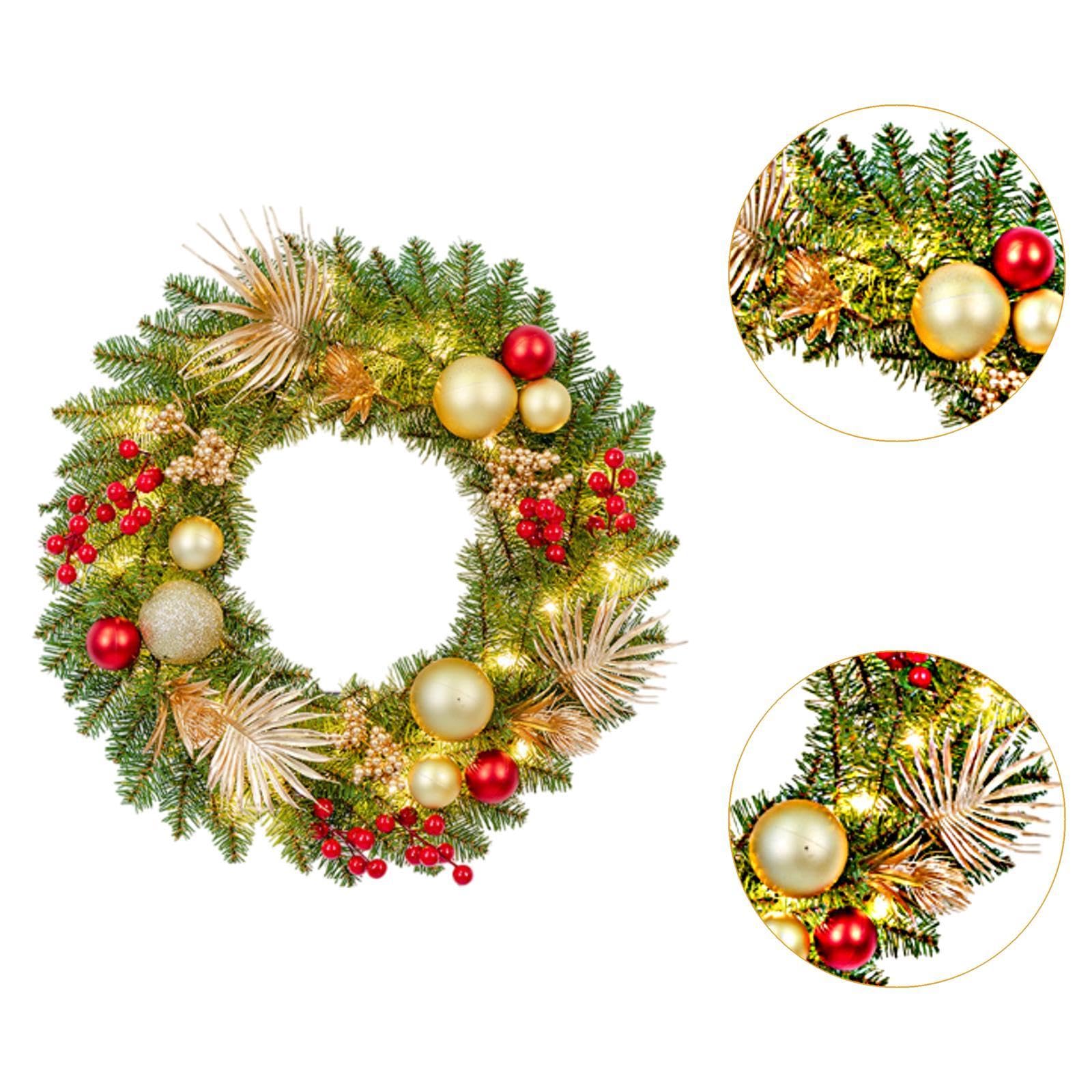 Sharplace Couronne de Noël pour Porte d'entrée, Guirlande saisonnière Lumineuse, Ornement Suspendu de 50cm, décoration de noël pour Patio, Maison, cheminée