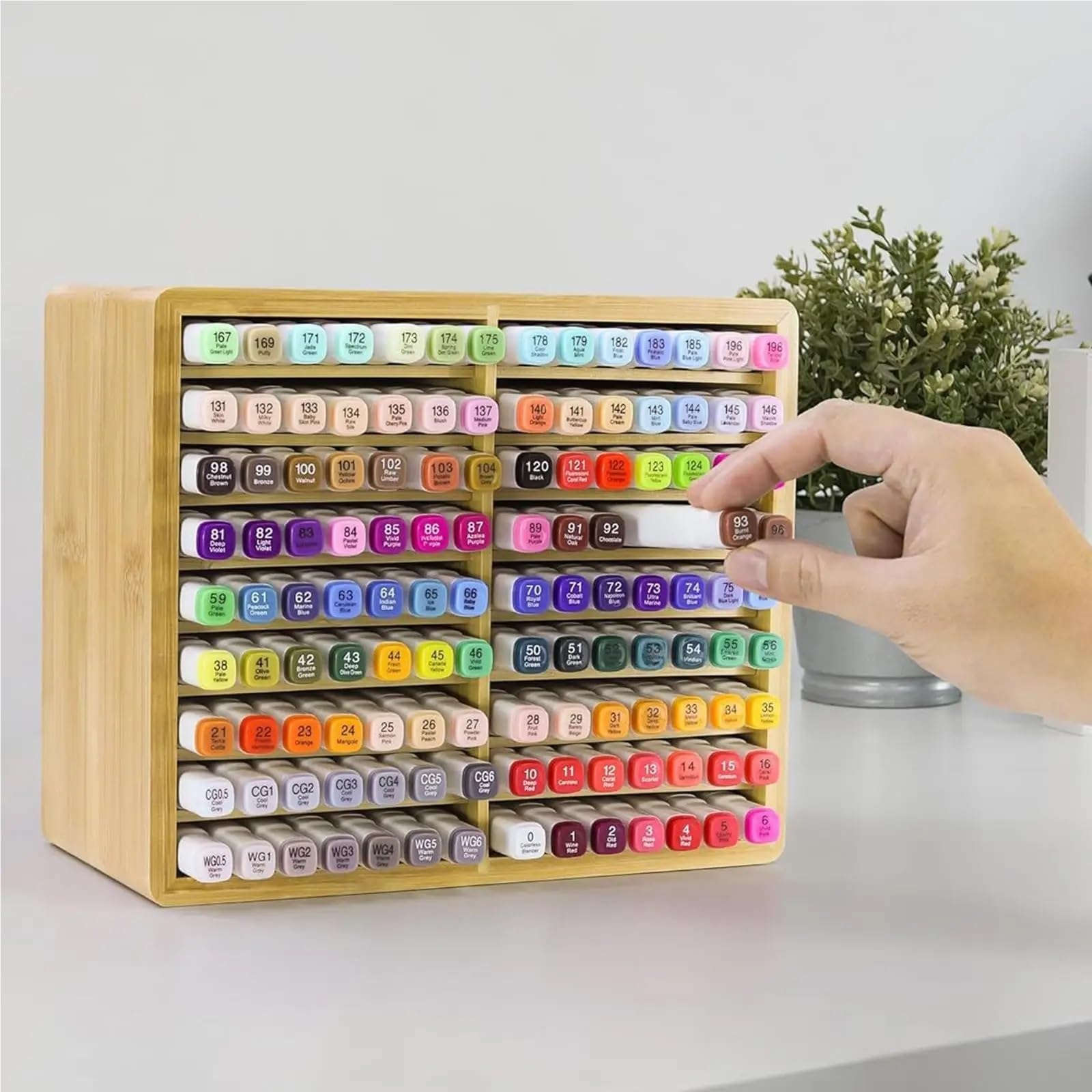 Bambus-Stifthalter Art Marker Organizer, tragbarer Pinsel-Aufbewahrungshalter for Klassenzimmer, Heimregale