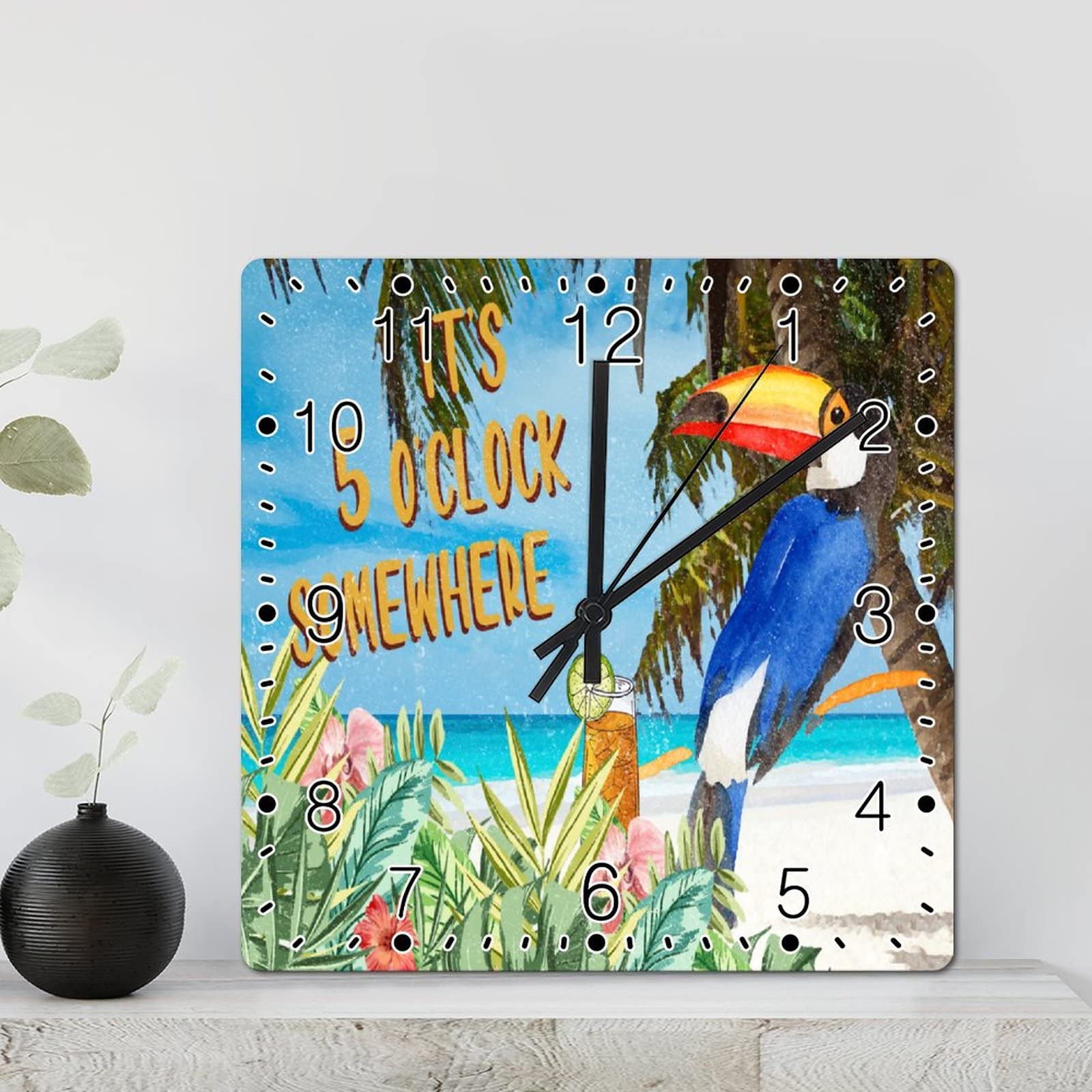 Horloge murale colorée tropicale : l'esprit de l'été et de la plage chez vous