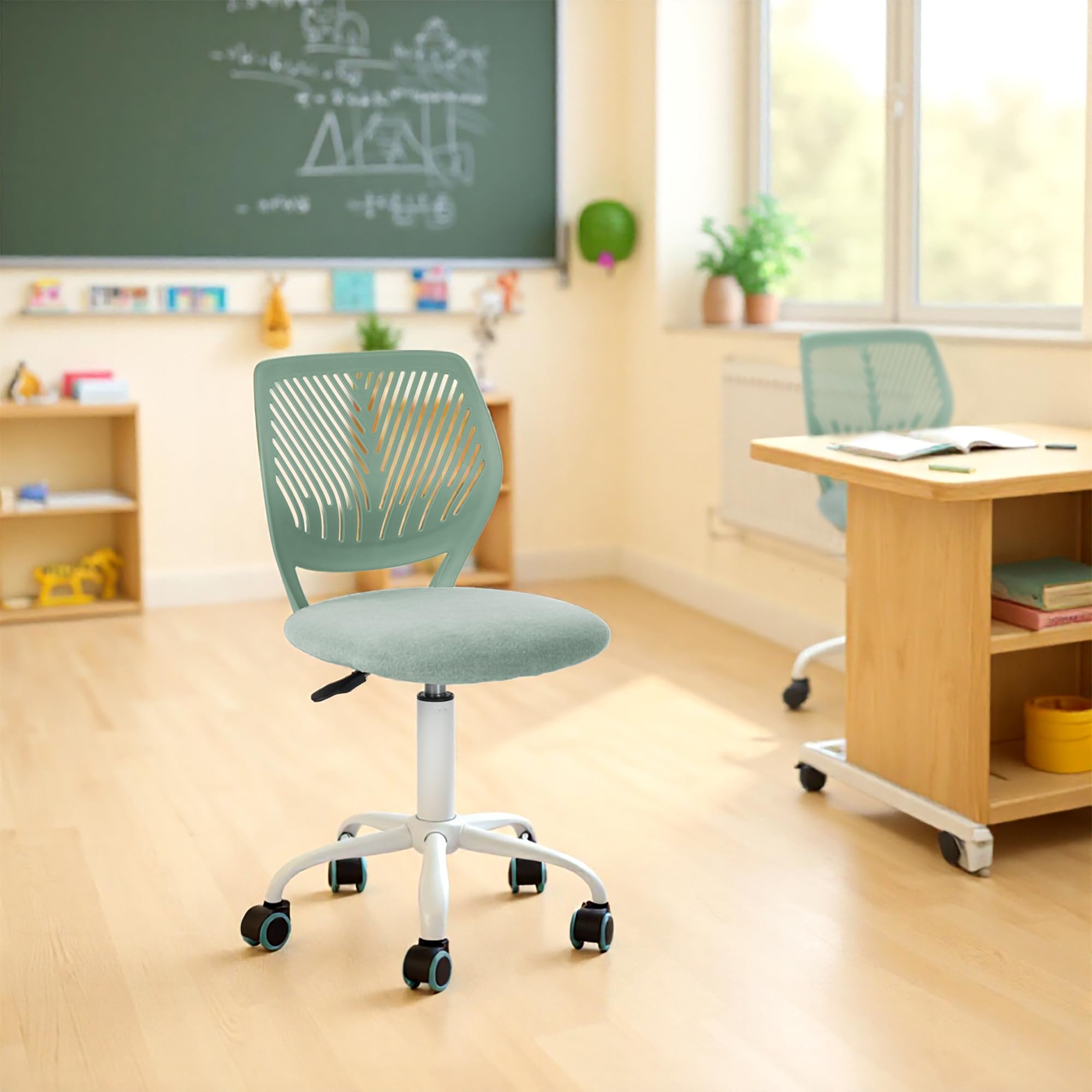 HOMYLIN Chaise de Salle de Classe Pivotante Réglable en Hauteur, Tabouret de Bureau Ergonomique sans Accoudoirs avec Roulettes