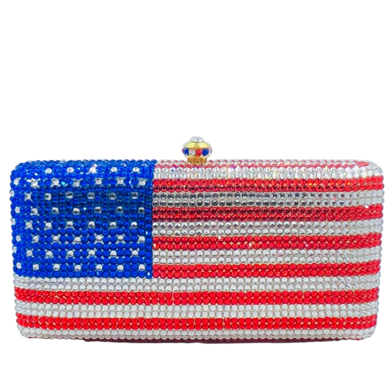 Boutique De FGG Mini National Flag Crystal Clutch Purses for Women Formal Evening Bags Party Prom Rhinestones Clutch Bags