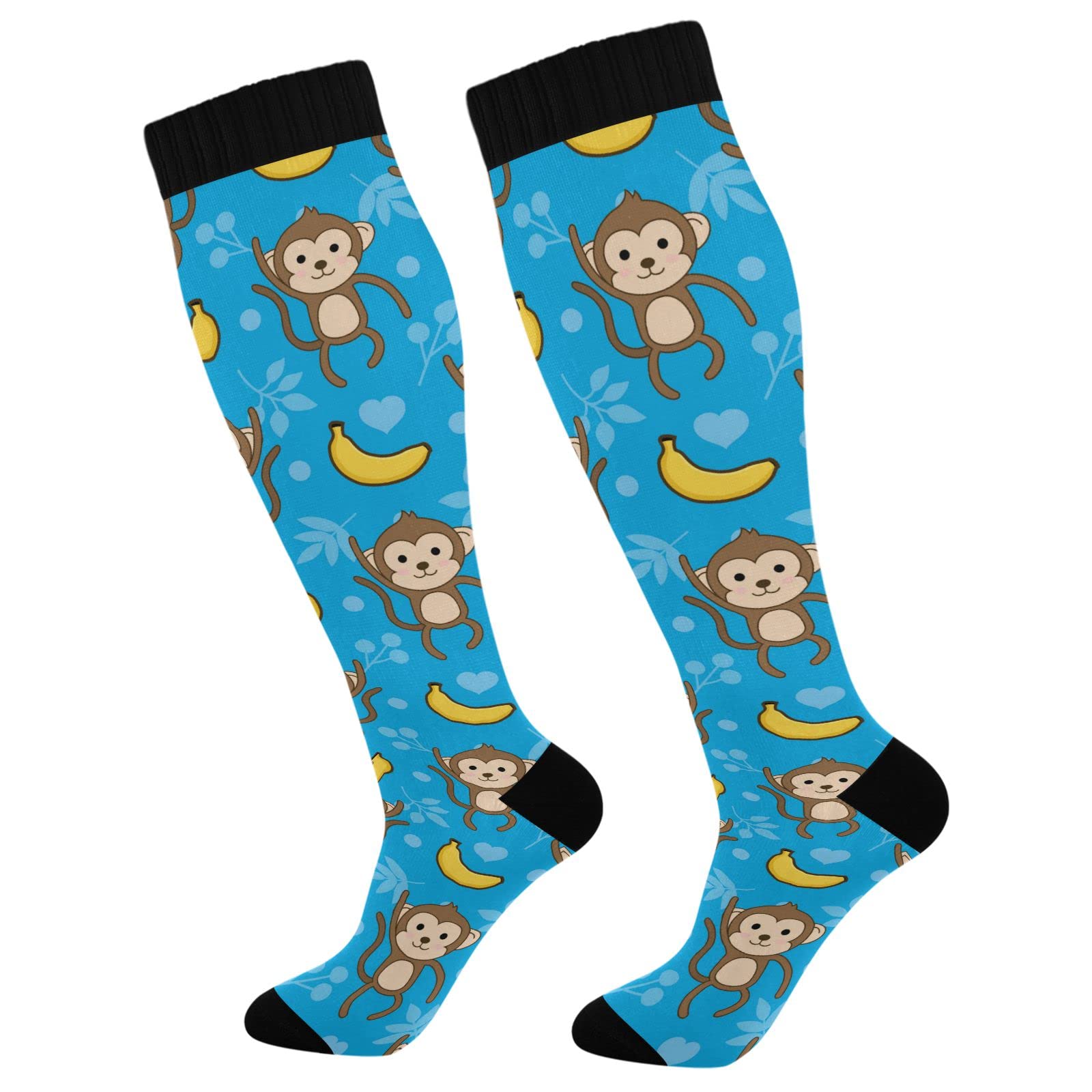 Wusikd Monkey Compression Socks for Women and Men Circulation Banana Long Socks for Athletic Running 1