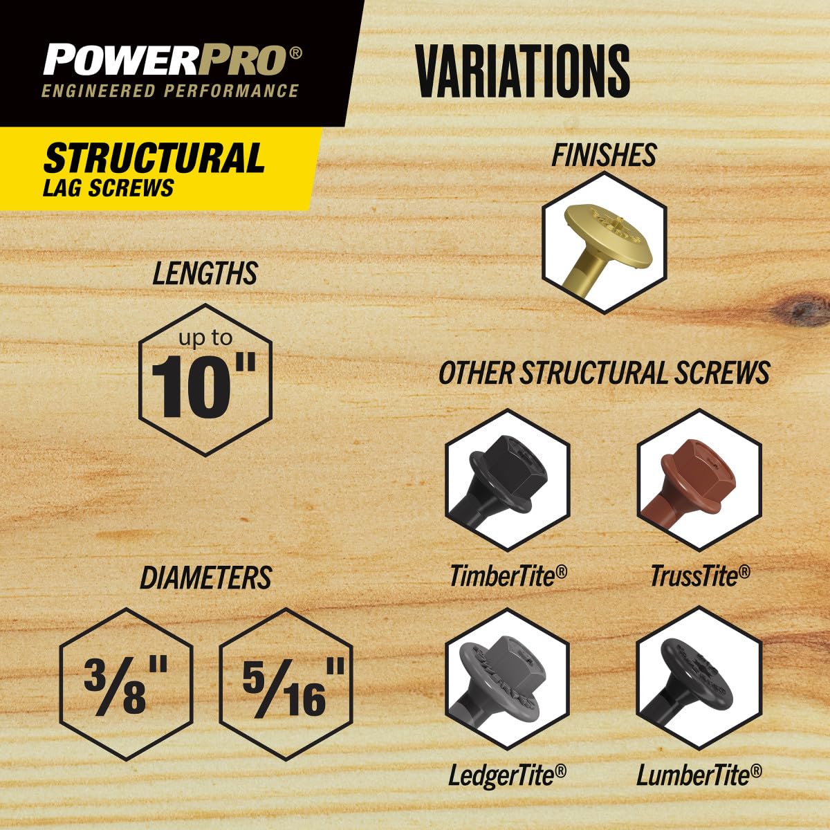 Power Pro Viti strutturali, 0,8 x 5,1-1,3 cm, 250 pezzi, colore nero