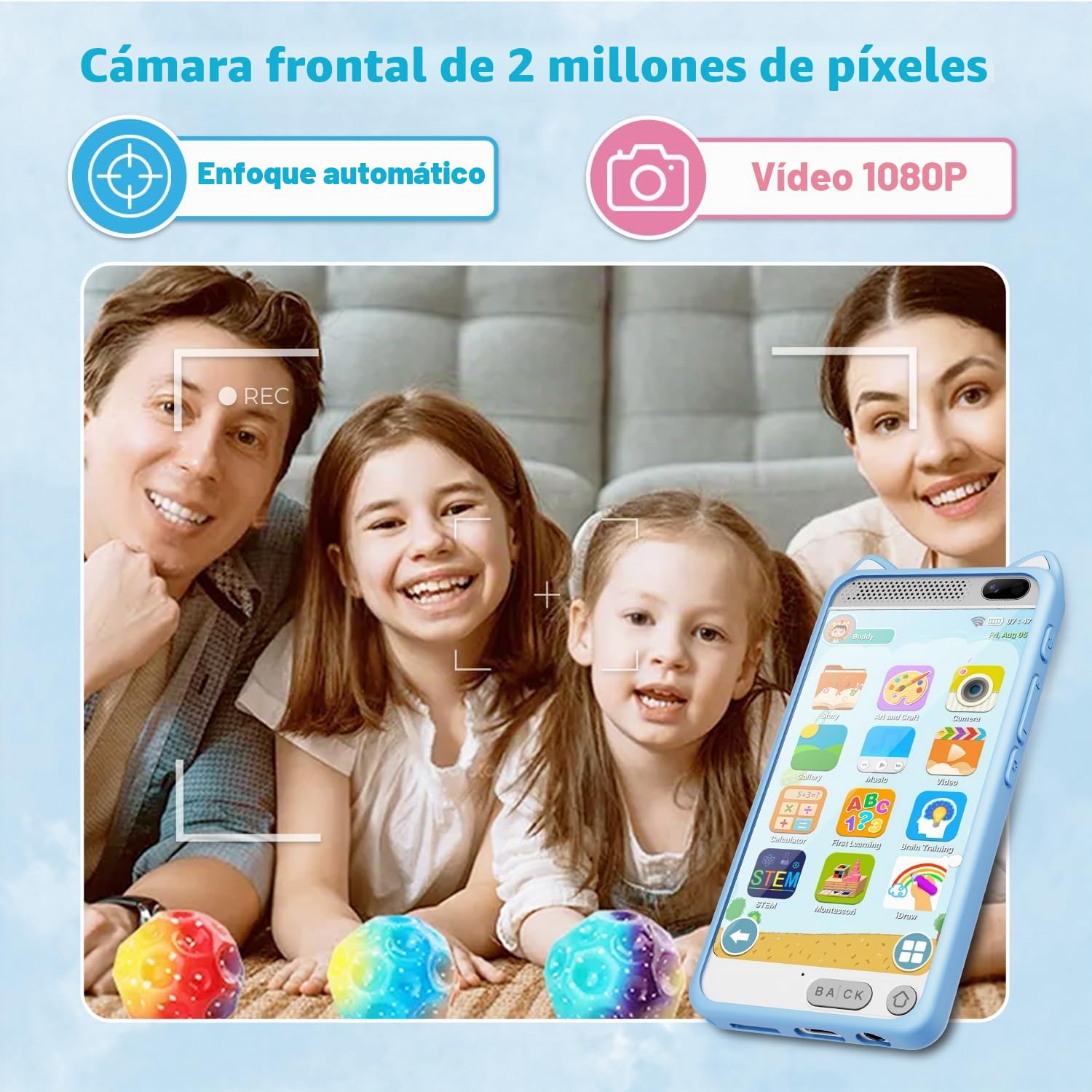 Smartphone Niños, Teléfono Móvil para Niños Navidad Cumpleanos Regalo Juguetes Nina 3 4 5 6 7 8 9 10 Años, Movil para Niños con Juegos de Aprendizaje