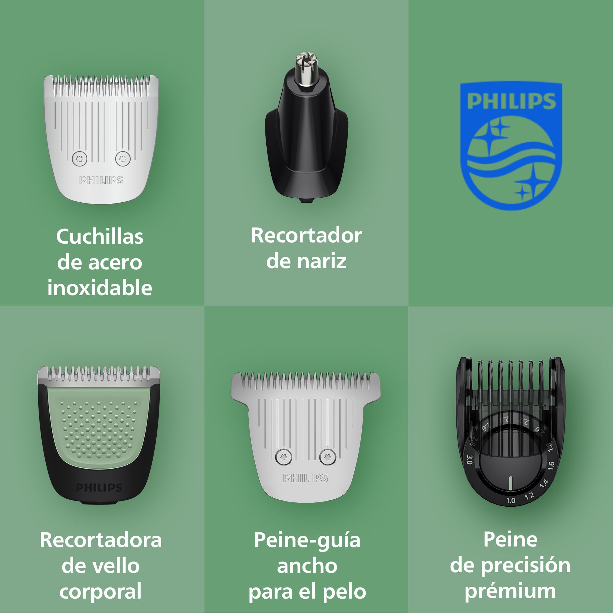 Philips Recortadora todo en uno de 23 en 1 Serie 9000 + OneBlade - Afeitadora y cortapelos hombre para rostro, cabeza y cuerpo, 27 longitudes (0,2-20 mm), recargable, MG9561/30