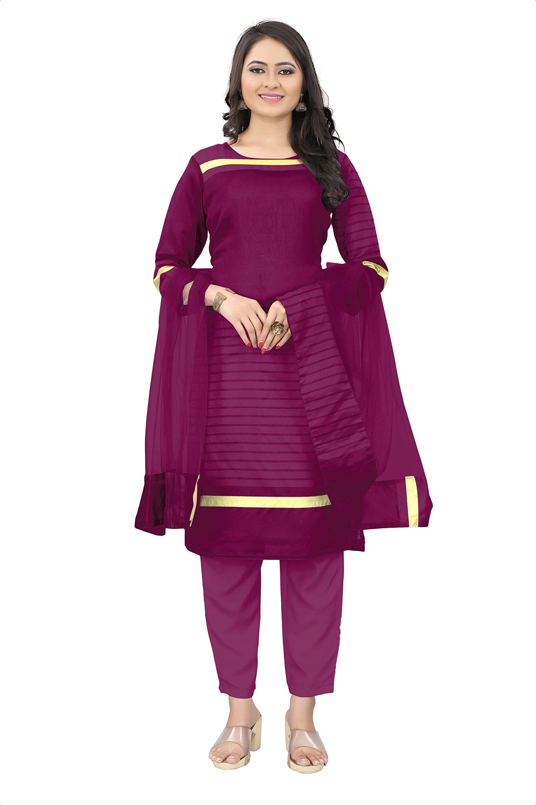 HITHROWCotton Regular Women's Kurtas & Kurtis (D-126-WINE-L_Multicolor_L), Multicolour, 40