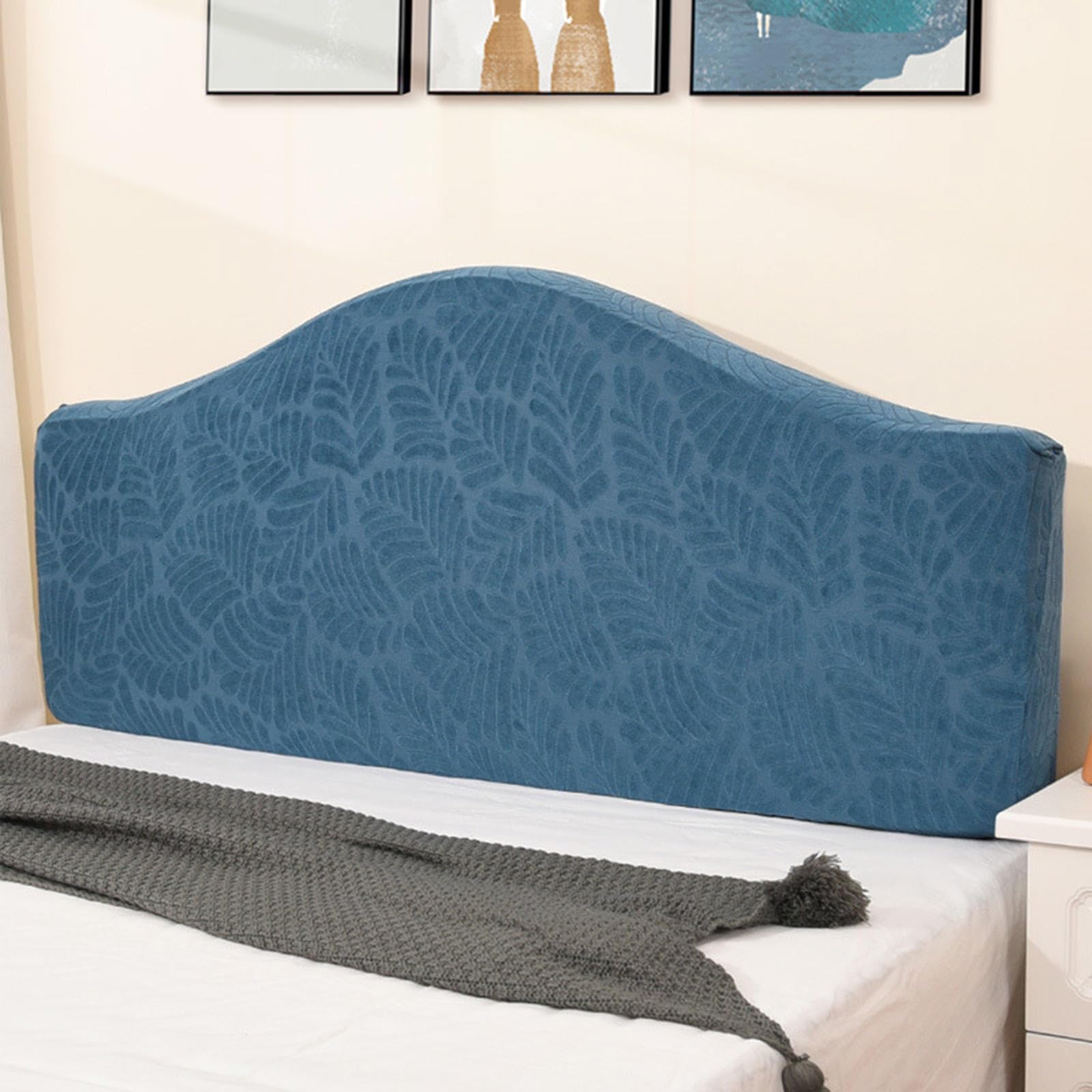 Ljqaizyl Bluea Stretch Headboards Cover/Slipcover Single/King/Double Bed Headboard Protector Grey Backrest Cover All-Inclusive Curved Universal Bed Board Slip Cover Wood Leather Dust Cover ,-130Cm-150Cm