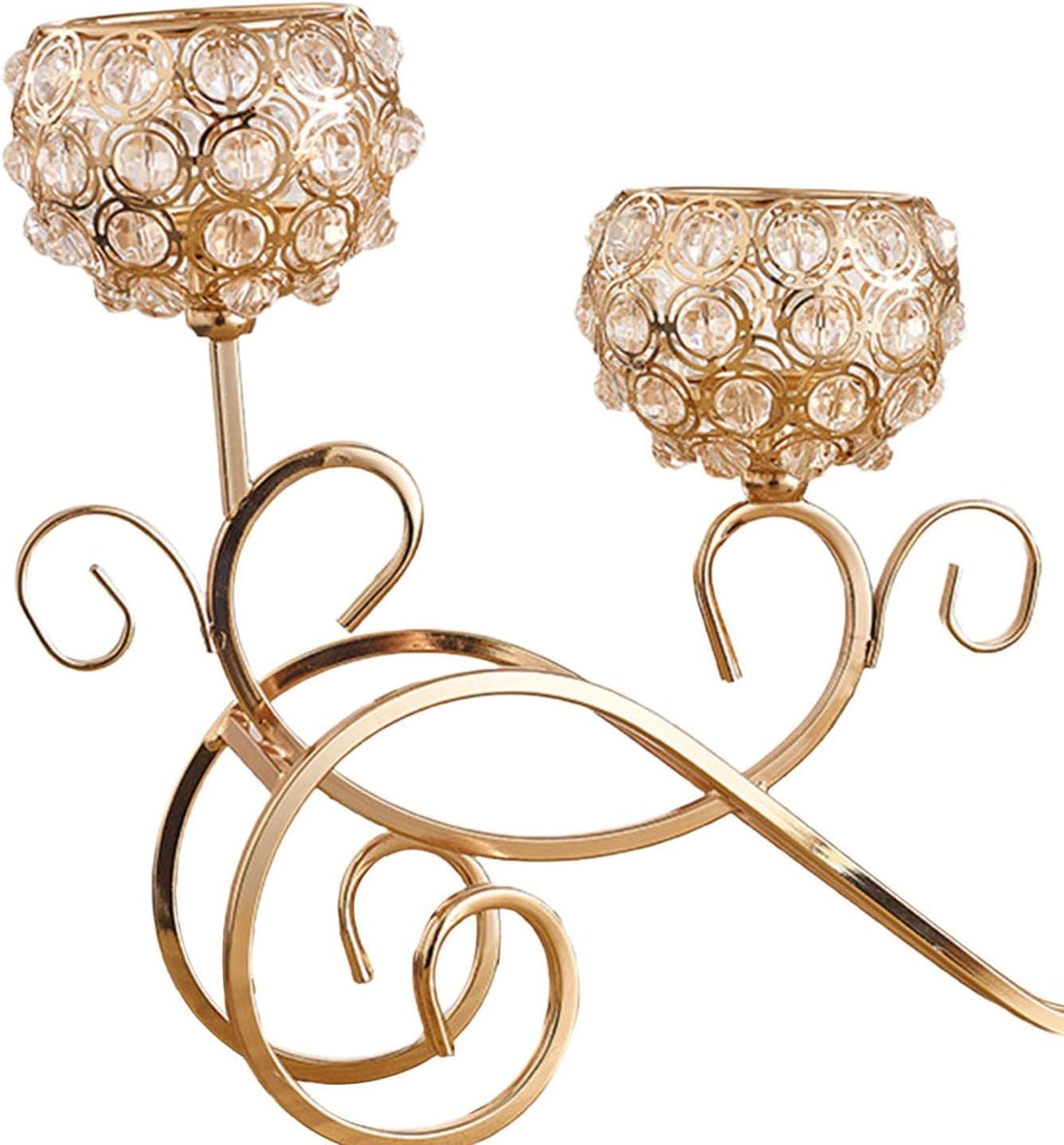 Crystal Candle Holders, Elegant 3 Table Candelabra Centerpieces for Party Christmas Wedding Gifts, Golden
