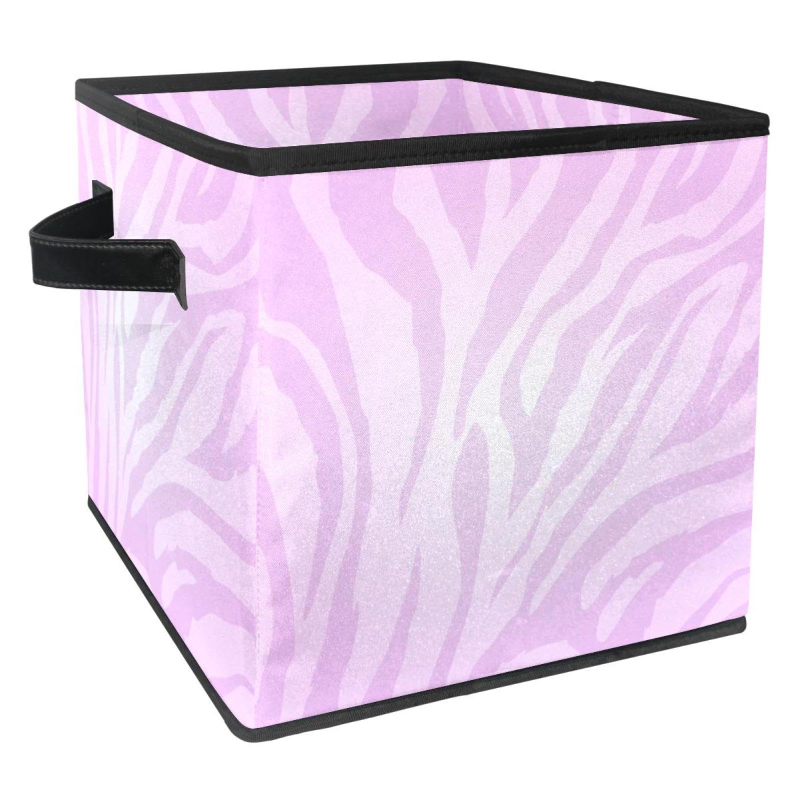 Boîte de rangement pliable à poignées et motif zèbre rose pour égayer votre décoration