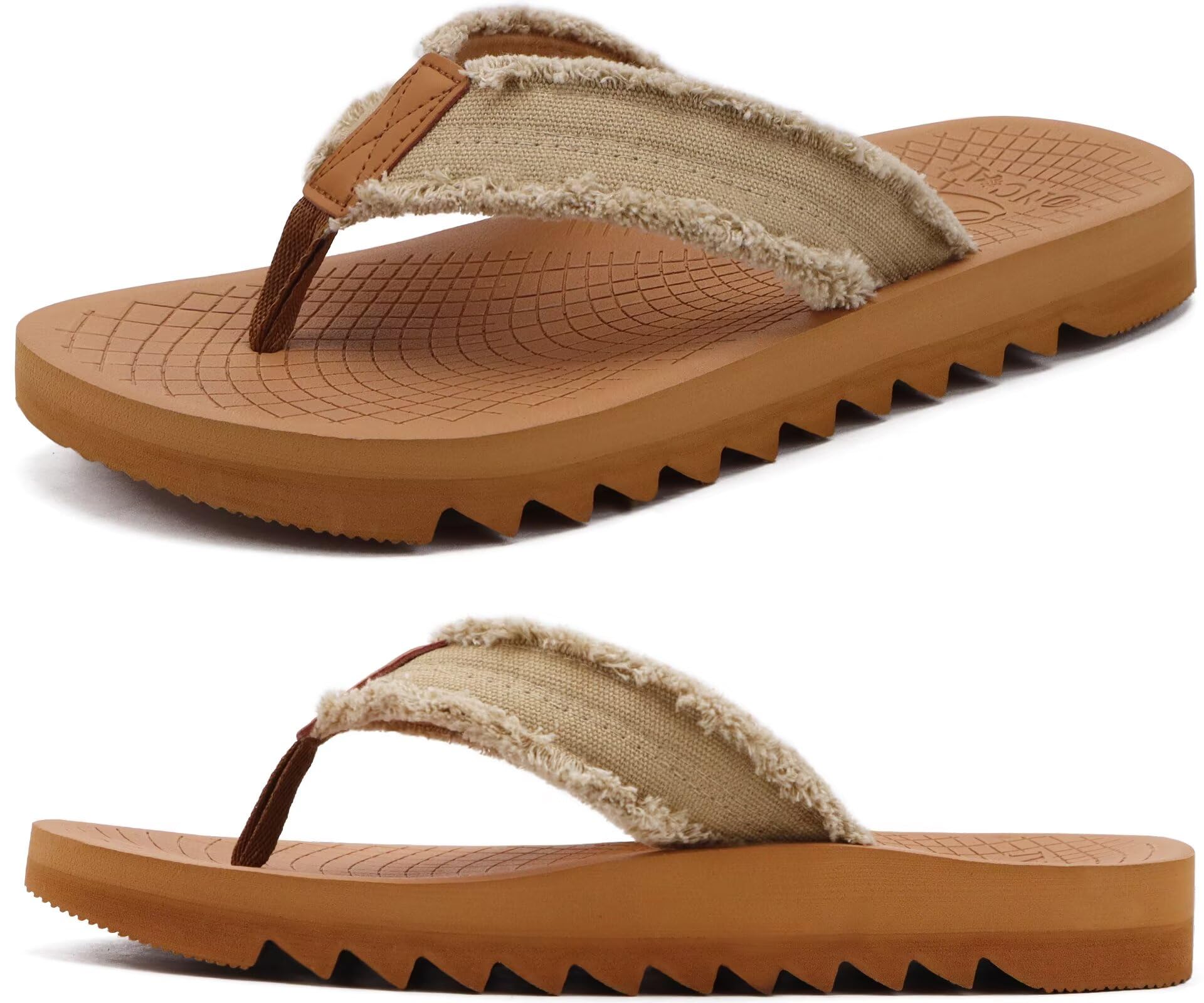 ONCAI Men's Rubber Flip Flops Trendy Summer Beach Pool Shower Sandals with Yoga Mat Non-slip Outdoor Cushion Soles