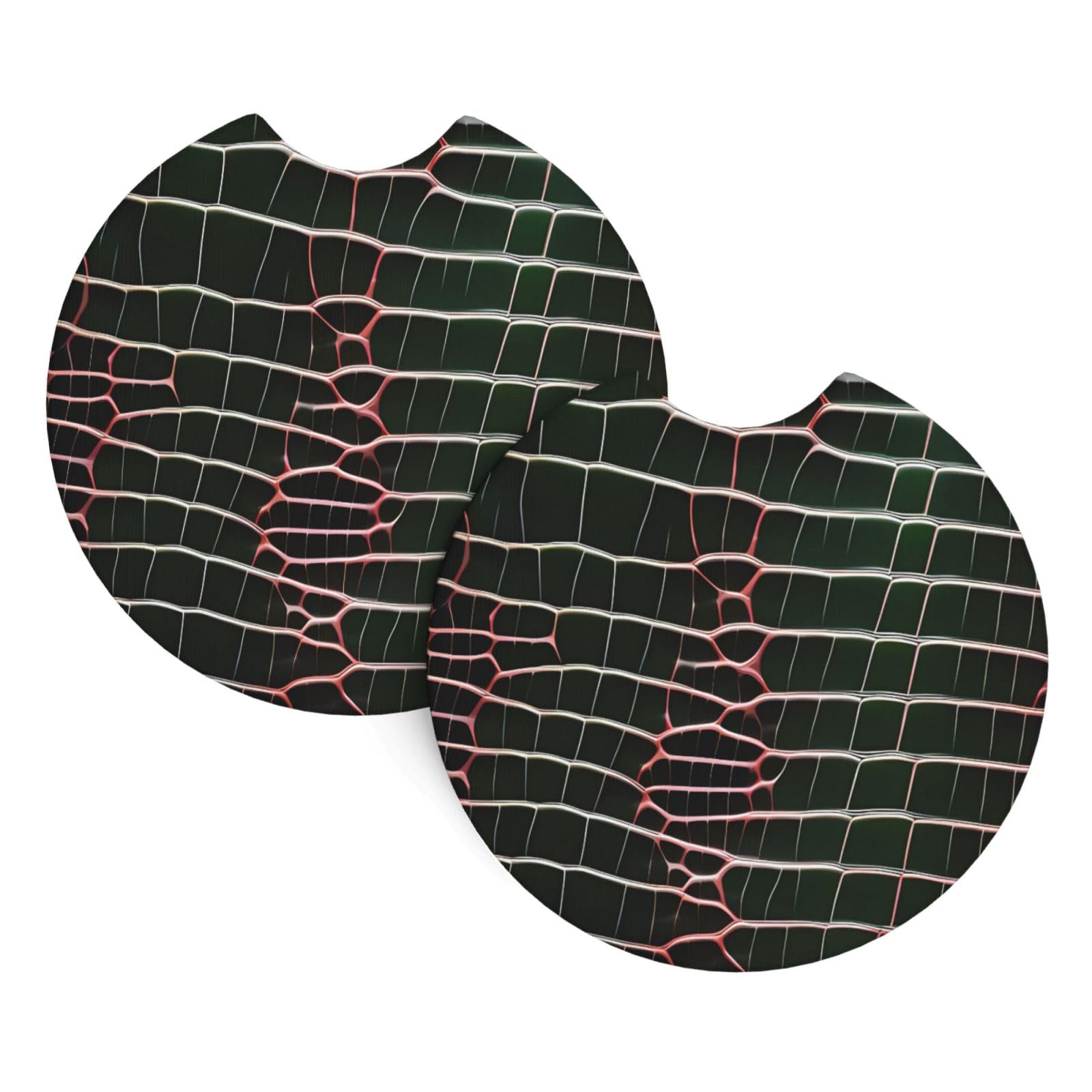 2 Pack Car Coaster for Cup Holders Crocodile Skin Car Cup Coaster 2.7" Neoprene Non-Slip Automotive Cup Mat Universal Auto Car Interior Accessories for Women Men Cup Pad