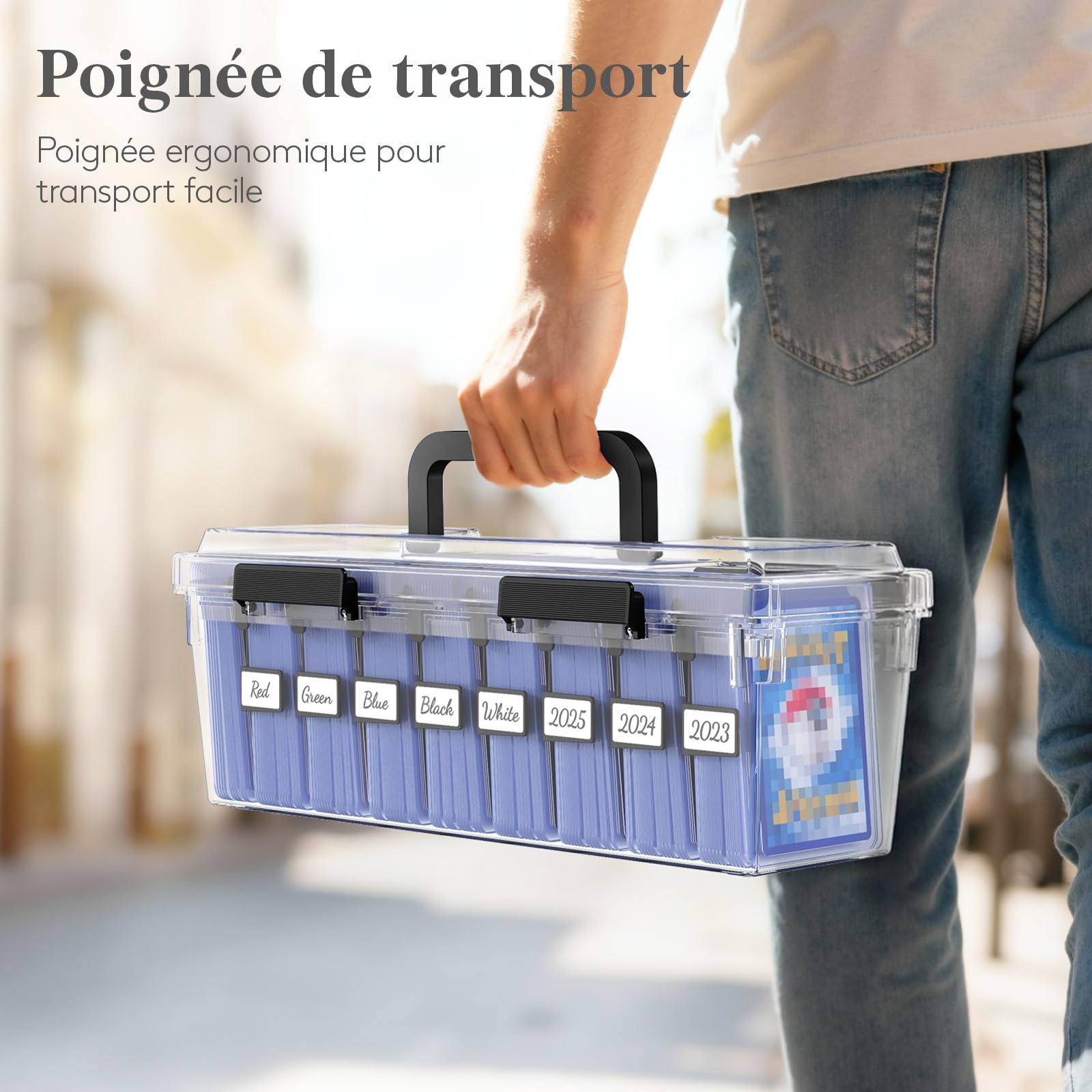 Lifewit Boite de Rangement Carte avec 16 Séparateurs Réglables, Plastique Deckbox avec Fermeture Renforcée et étiquettes Inscriptibles, Deck Box de Jeux pour Jusqu'à 1800 Cartes, 2 Pièce