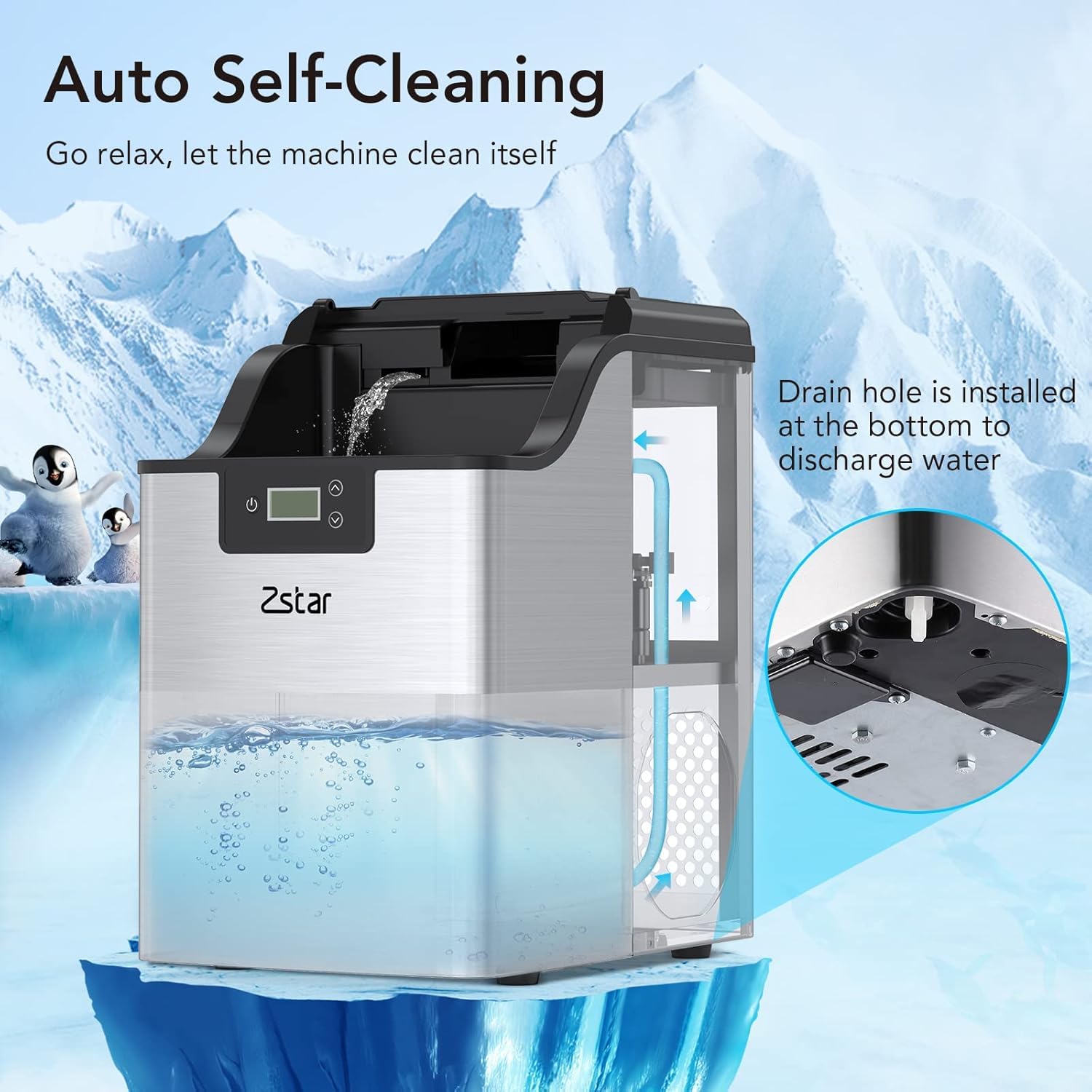 Countertop Ice Maker Machine, 33 Lbs/Day Pellet Ice Maker -, Low Noise Design,Self-Cleaning, Timer Function,Suitable For Parties, Kitchen, Bar, Office,Home on Fridge.com - View 5