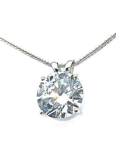 Luxury 18k White Gold Diamond Necklace 1.5 carat Diamond Necklace SOLID GOLD 18k Diamond Necklace for women 8mm Solitaire Jewelry for Women's Day