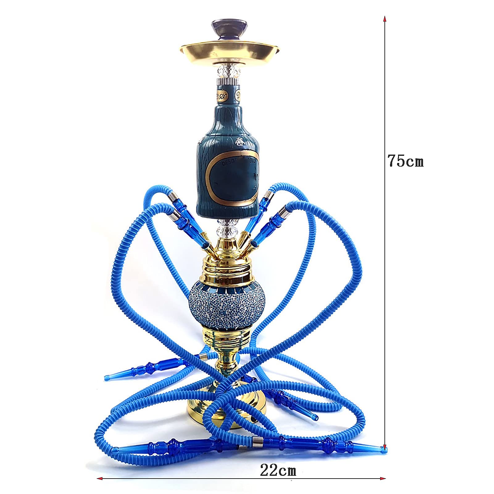Il Set Combinato Di Narghilè Di Vetro Moderno Di Lusso 4 Tubi Shisha Può Essere Utilizzato Per 4 Persone Allo Stesso Tempo Per Caffè, Famiglie E Bar, Feste blue
