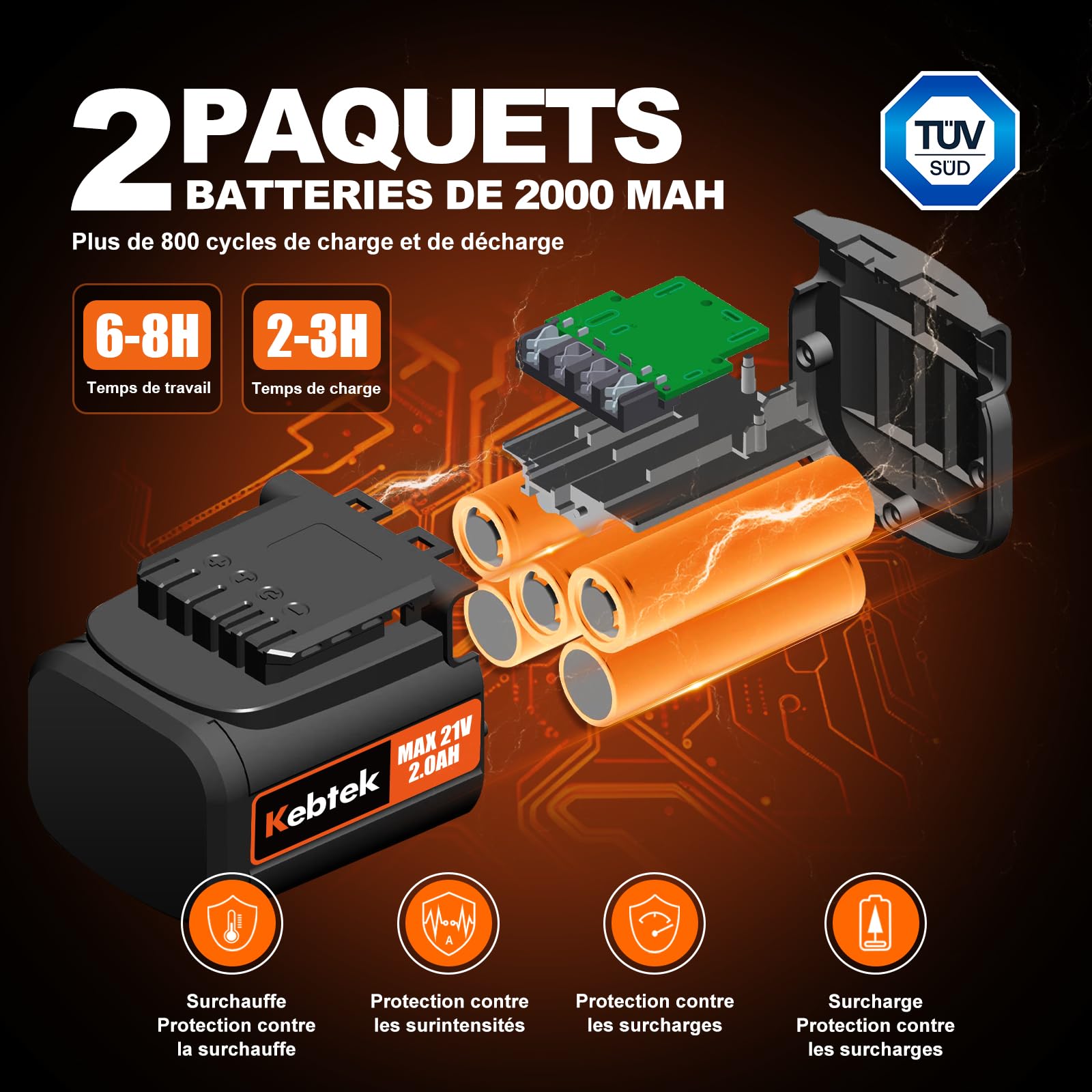 Kebtek Sécateur Électrique 35 mm - Professionnel Brushless Sécateur - 18V 500W - LCD Écran - SK5 Lame - 2 Batteries - Sécateur pour Vigne, le Cerisier, le Pommier (KT-E35)
