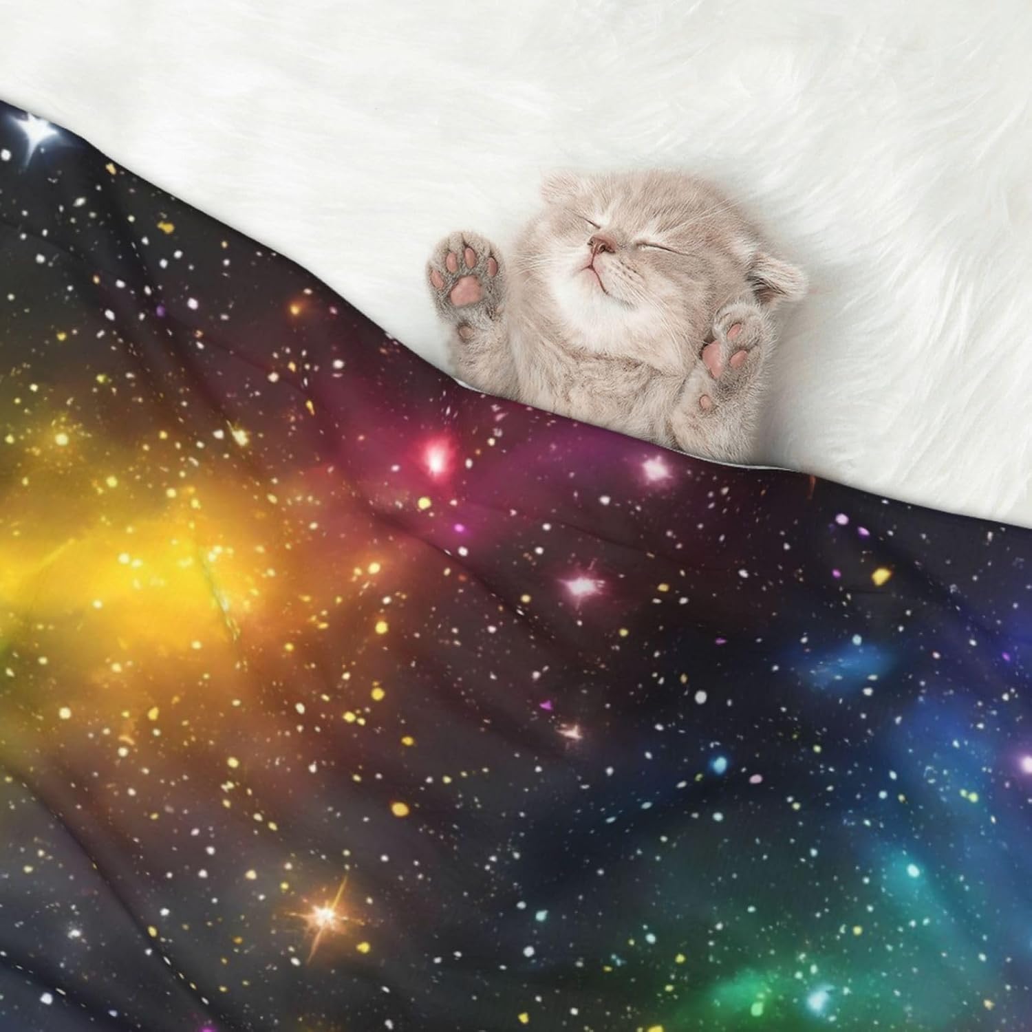 Bright Universe Print Soft Plush Pet Blanket, Washable Dog Blanket, Cat Fleece Throw, Puppy Bed Crate Mat & Sofa Couch Protector - Large