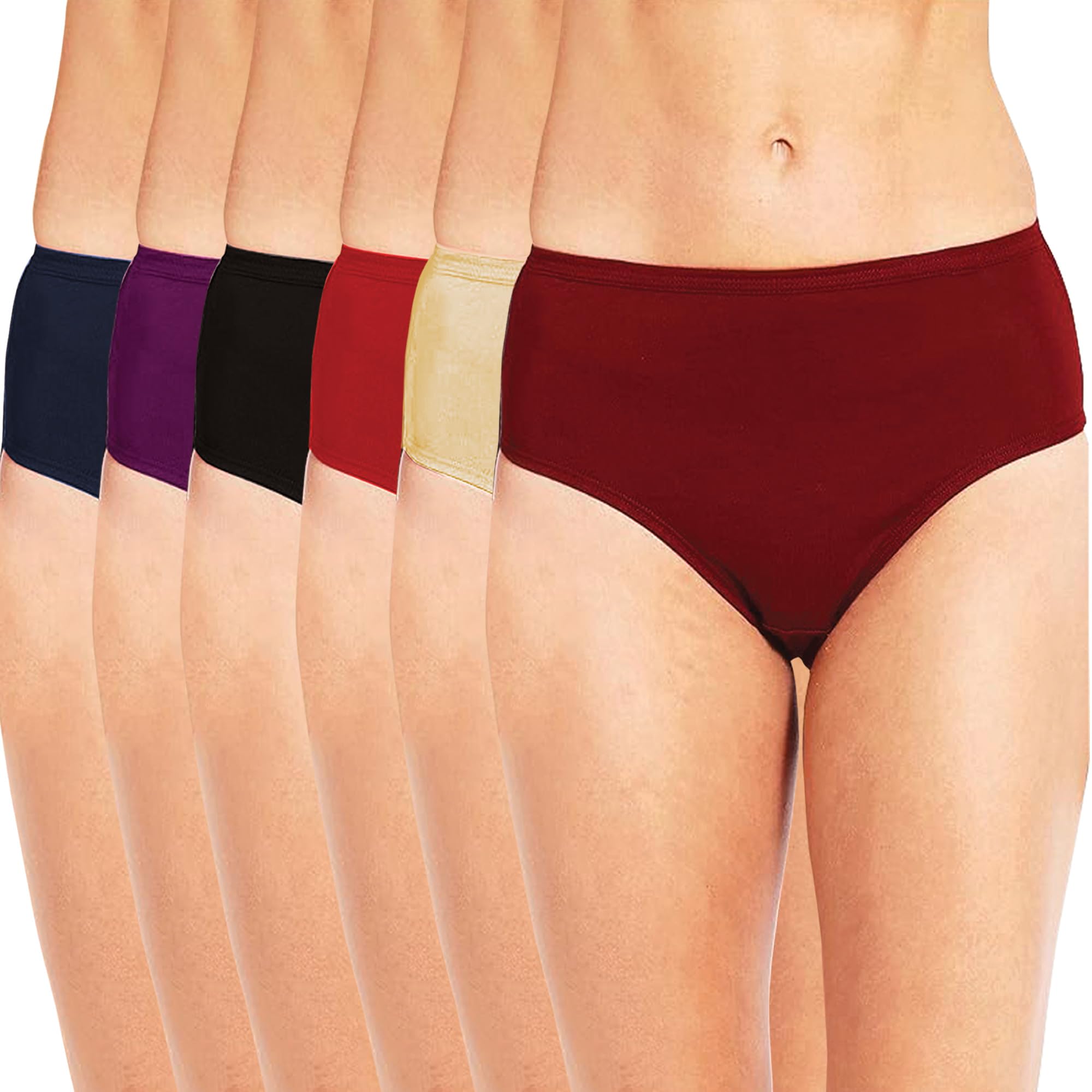 shiba Urbance Women’s Cotton Hipster Panty | Mid-Waist, Full Coverage | Antimicrobial & Stain-Release Finish | Grip Fit Pack of 6-picture-10