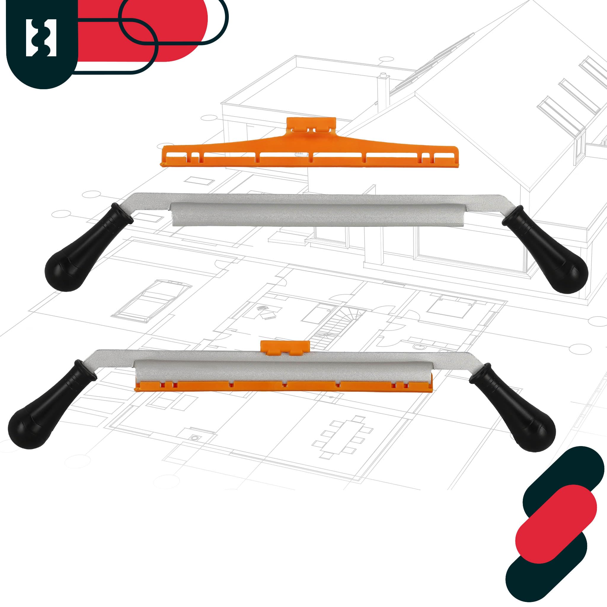 KOTARBAU® Cuchillo de Tracción - Cuchillo de Tracción Recto - Acero - 530 mm - Negro - Desbastadora Manual - Herramienta para Madera - con Mango de Madera Ergonómico