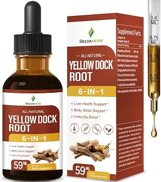 Yellow Dock Root Organic Drops for Liver Health Support, Body Detox & Immunity Boost Herbal Supplements with Milk Thistle Dandelion Chicory Echinacea Extract. 2oz