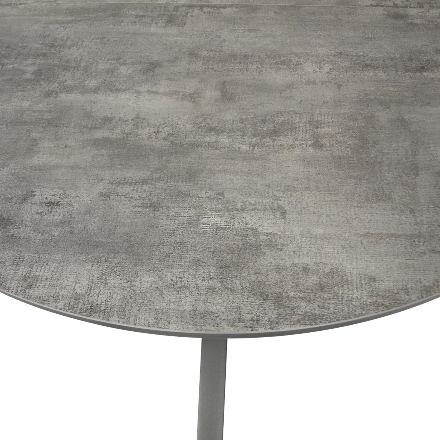 DEGAMO Gartentisch Ausziehtisch Lyon 140cm rund, ausziehbar auf 200cm, Aluminium anthrazit + ECP in Keramikoptik hellgrau, Outdoor
