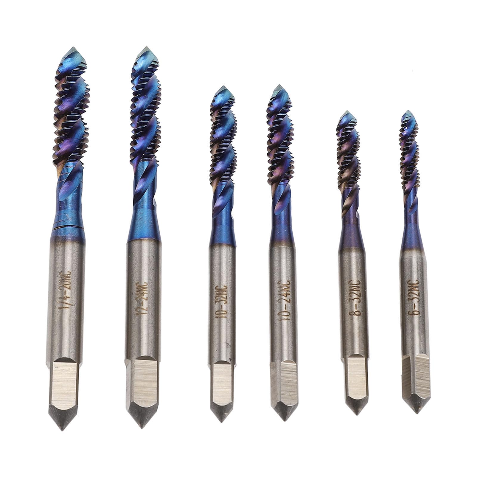 Thread Tap Drill Bit Set US Standard Spiral Flute Screw Hole Machine Tap Nano Blue Coated Round Square Shank