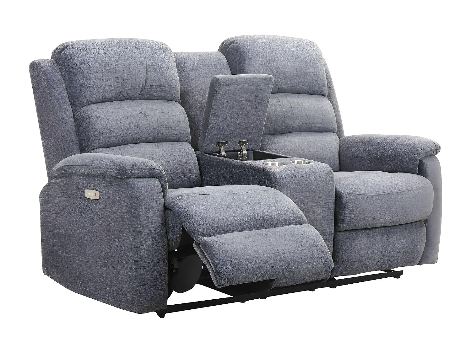 Vente-unique - Sofá Relax 2 plazas Nevers - poliéster - Gris