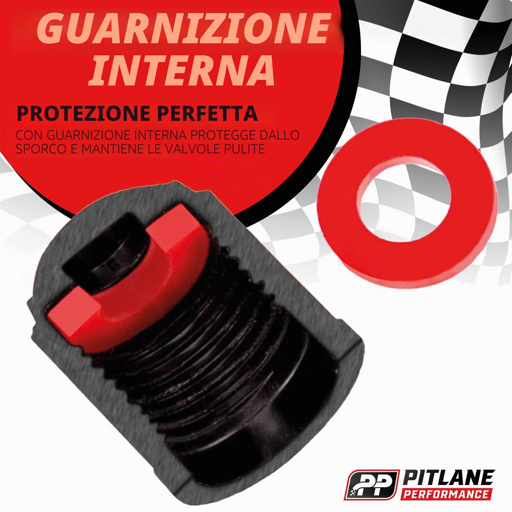 10 Tappi Coprivalvola per Pneumatici – Compatibili con Auto, SUV, Moto, Bici – Coperture Valvola Schrader Resistenti con Guarnizione Interna (Nero)