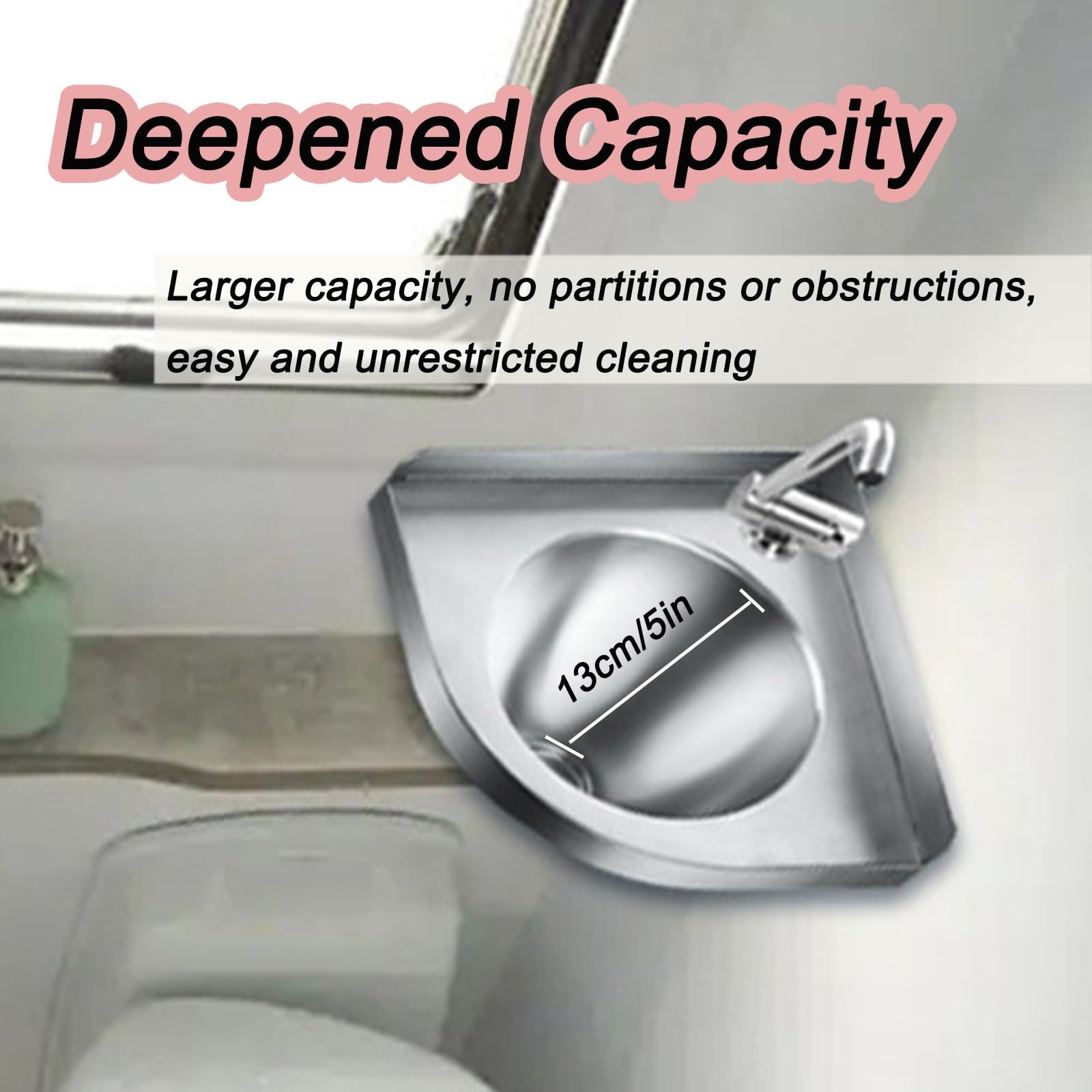 Fregadero Portatil Camping Plateado, Lavabo Caravana de Acero Inoxidable 304, Fregadero Pequeño con Grifo Plegable, Apto para Campers y Casas Rodantes