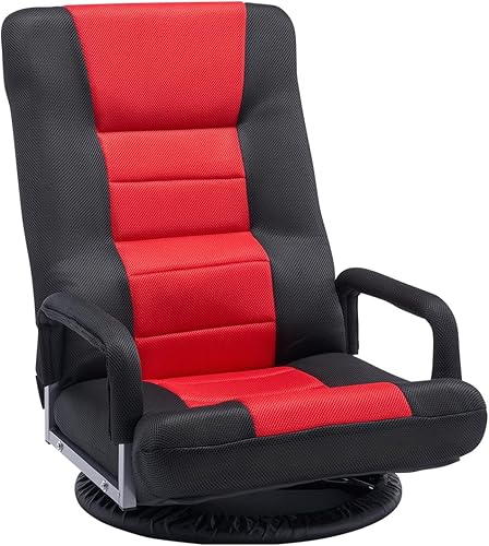 VEVOR Silla giratoria para juegos con reposabrazos, silla giratoria de 360 grados con respaldo plegable de 6 posiciones ajustables y soporte lumbar,