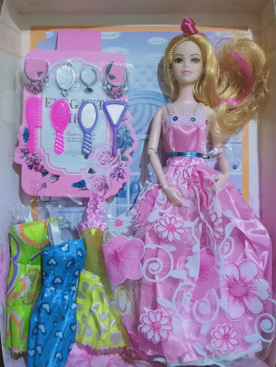 VK15 COLLECTION Kids Fashion Doll Set with Accessories playset for Kids Foldable Joints Hand Doll House Set for Girls | Baby Doll for Girls Preety Doll (28 Cm)