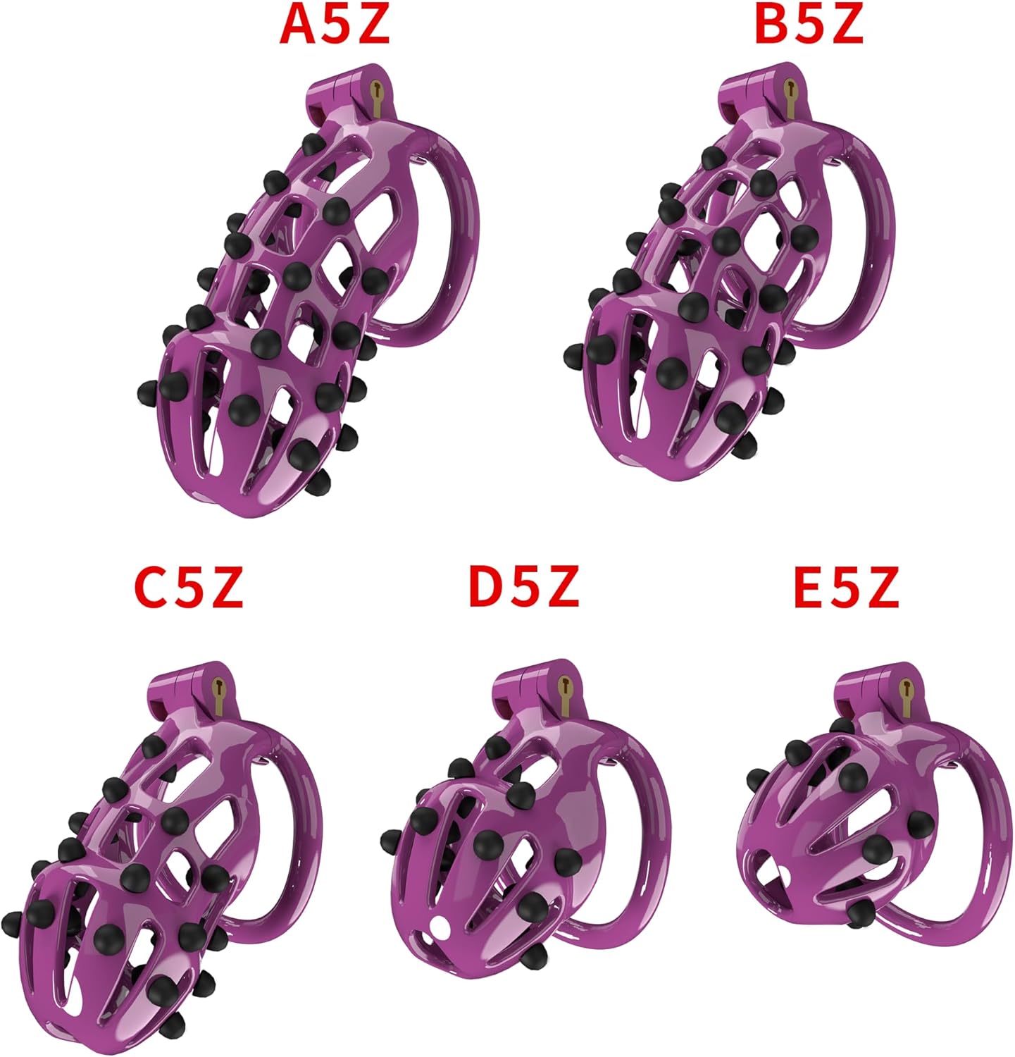 Male BDSM Chastity Device Breathable Cock cage Upgraded 3D Cage Set with 4 Arc Rings and Removable Soft Spikes, Feel The Pain CBT Men Abstinence Penis Bondage (D)
