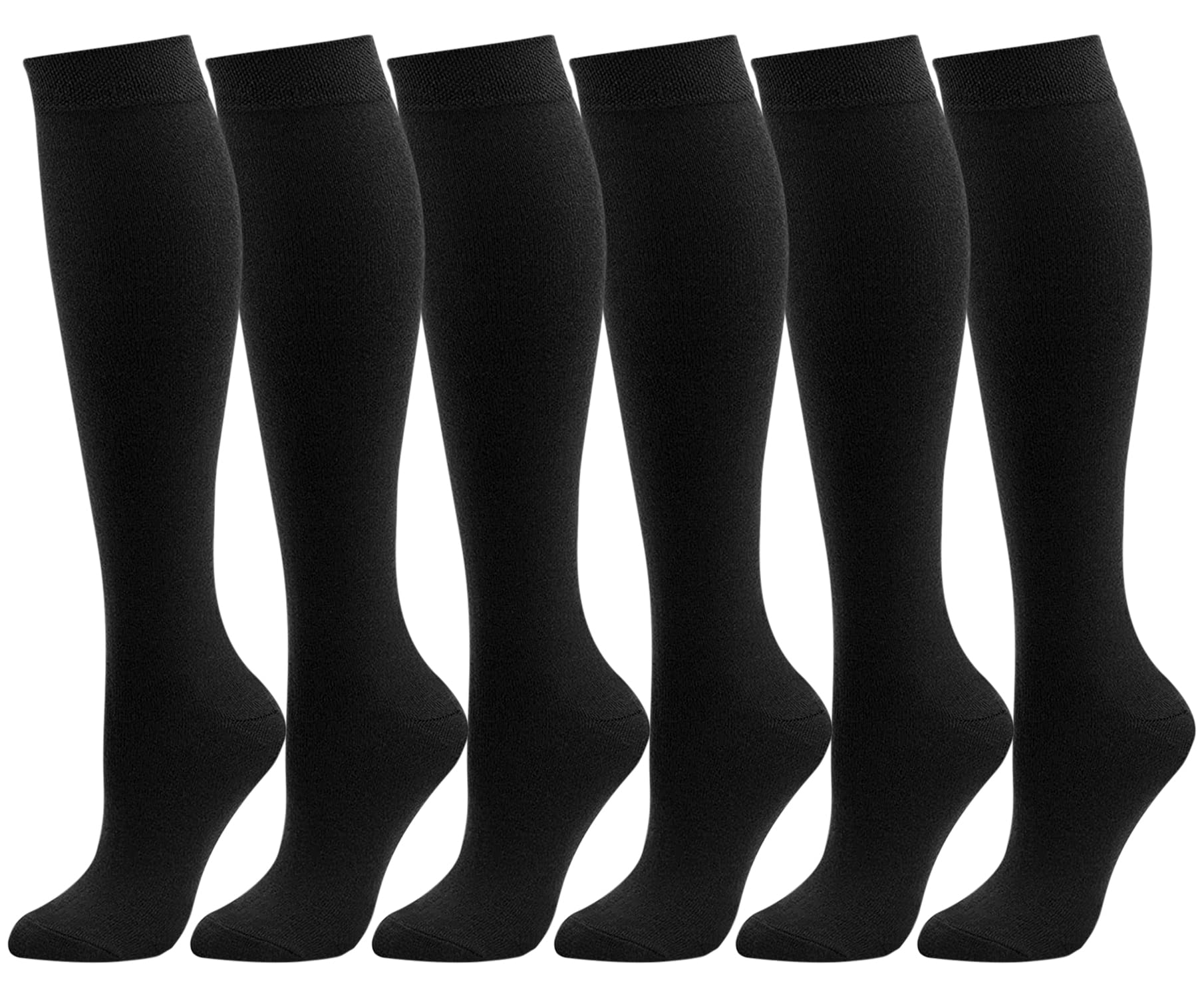 HiFEN6 Pairs Women/Girls Cotton Knee High Socks Extra Long Smooth Thigh Grip Knitted Stockings UK 4-6