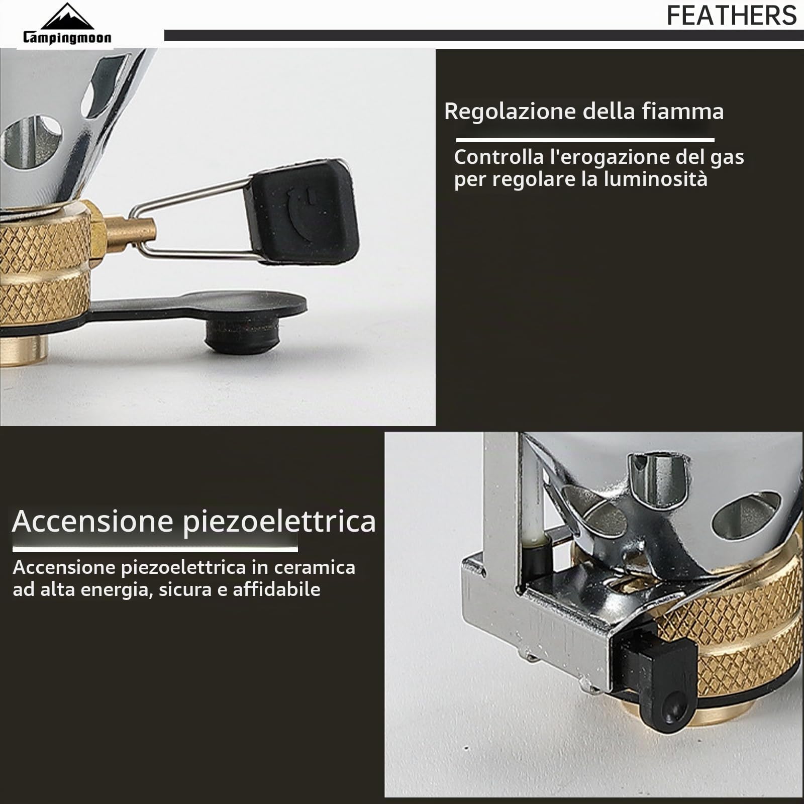 Campingmoon - Lanterna a gas da campeggio, luce a gas portatile, lampada a sospensione