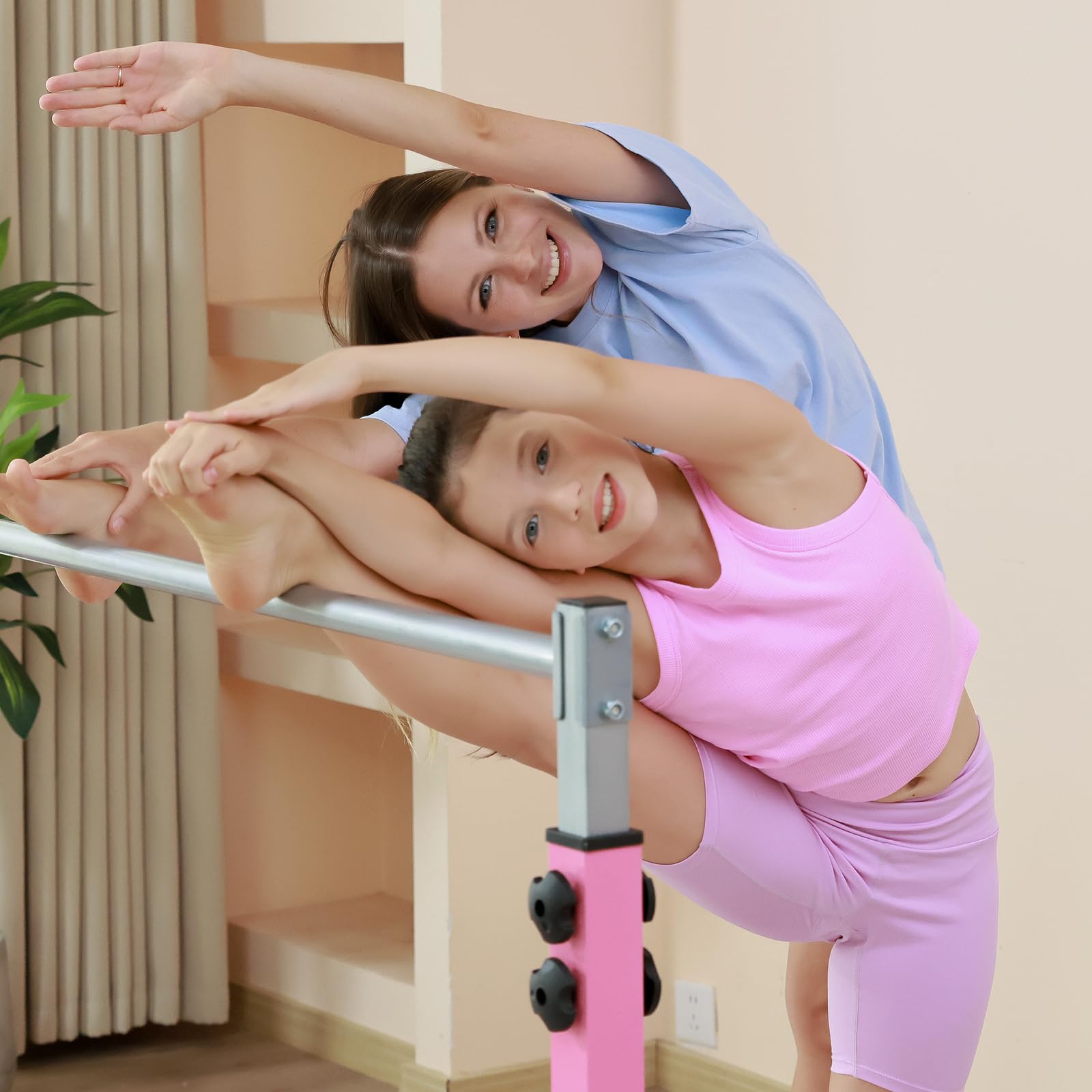 Barra da Ginnastica Pieghevole per Bambini, Regolabile in Altezza, Struttura in Acciaio Stabile, Antiscivolo