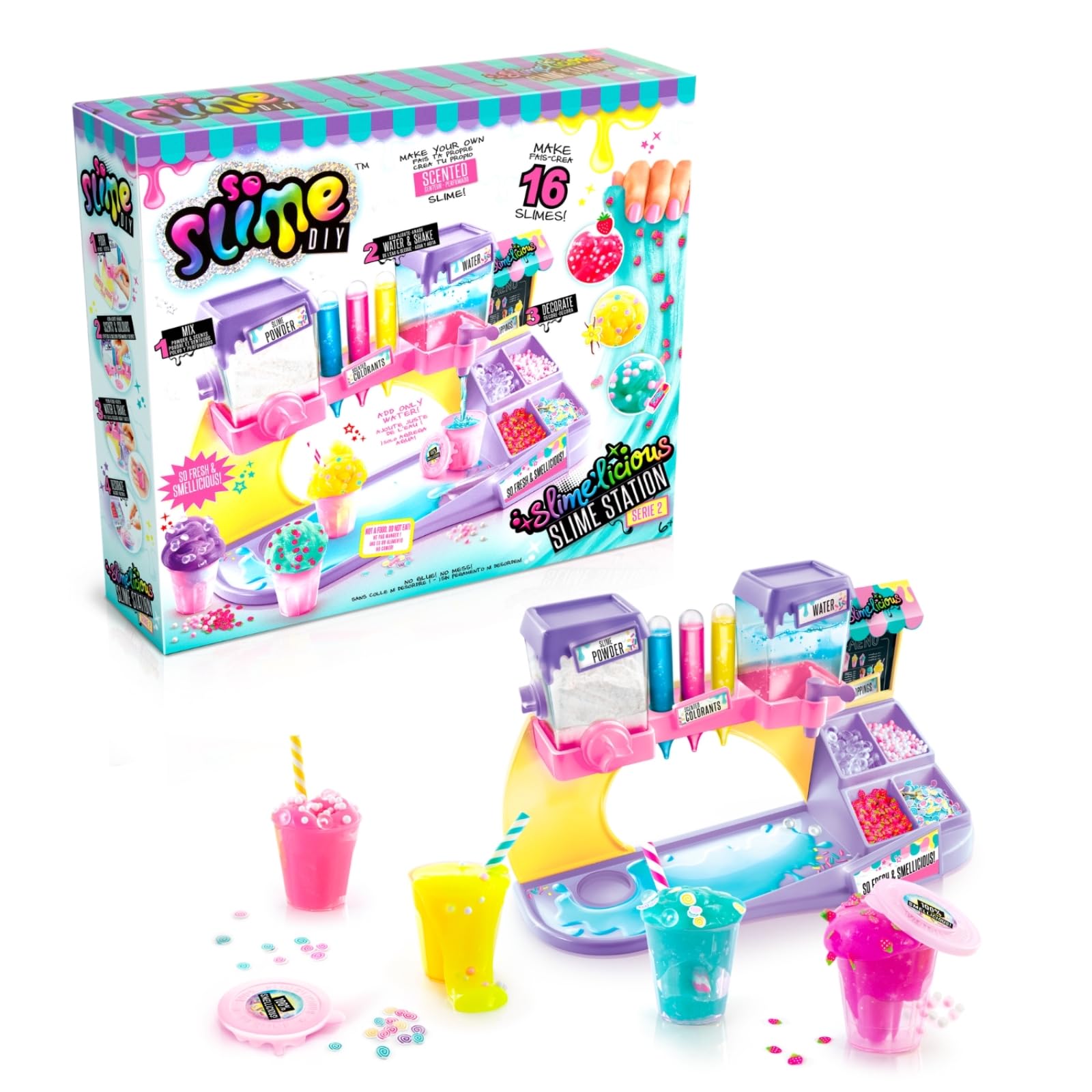 So Slime DIY Slimelicious Slime Station, Make 16 Scented Slimes, Decorations And Shakers Included, So Fresh And Smelicious, Mix Your Own Slime