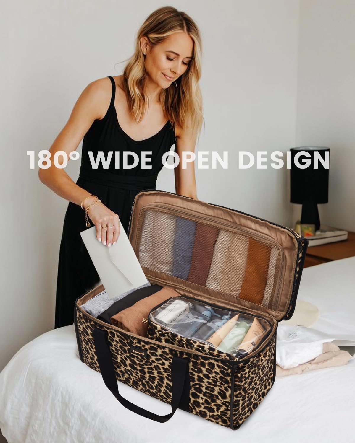 LOVEVOOK Travel Duffle Bag - Weekender & Overnight Bag with Toiletry & Wet Pocket, Carry-On Size, 3pc Set