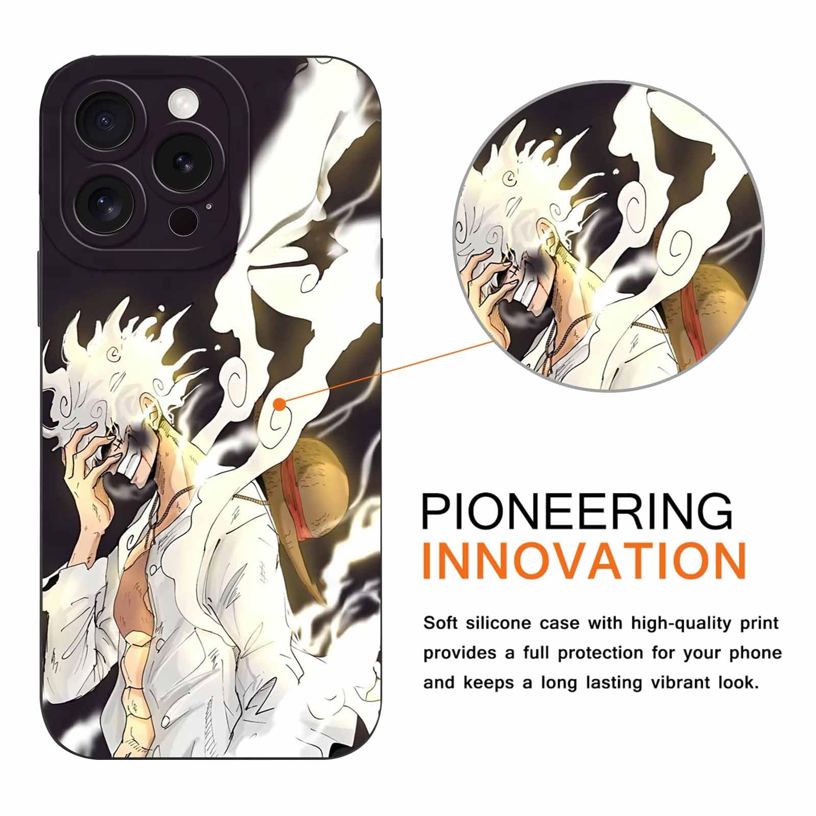 2 Custodie Per IPhone 15 Pro 6.1'', Con Motivi Anime Zoro E Gear 5 Nika, Cover Morbida In TPU Trasparente, Antiurto