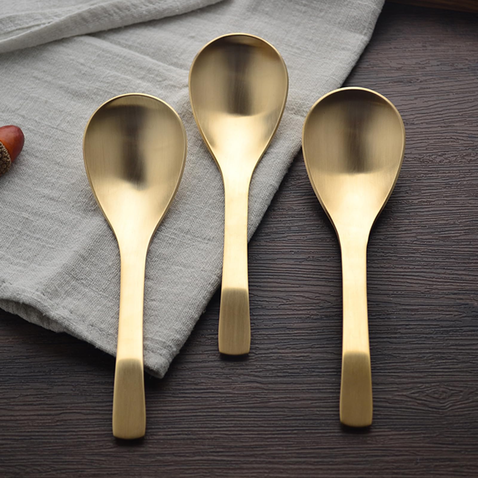 Cuillère à soupe en cuivre pur à 99 % - 16 cm - En laiton forgé à la main - Convient pour les repas à la maison, les restaurants, les desserts, les gâteaux, la crème glacée (2)