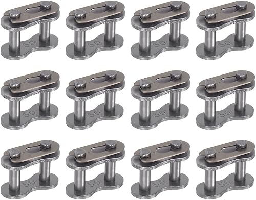 uxcell 16 rodillos de eslabones de conector maestro de cadena #50, acero al carbono de paso de 58 pulgadas, eslabones divididos de conexión estándar