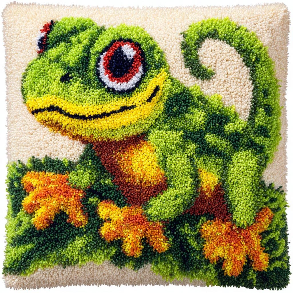 WallustrioaW Latch Hook Cushion Pillow Cover kit for Adults,Animal Lizard