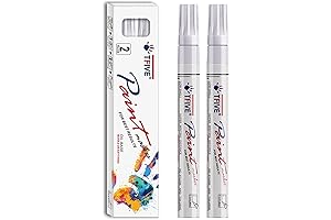 TFIVE Permanent Paint Marker Pens for Plastic - 2-Pack Medium-Tip Markers