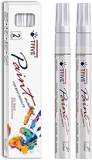 TFIVE White Permanent Paint Marker Pens - 2 Count Oil Based Marker Pen, Medium Tip, Waterproof & Quick Dry, for Office, Ar...
