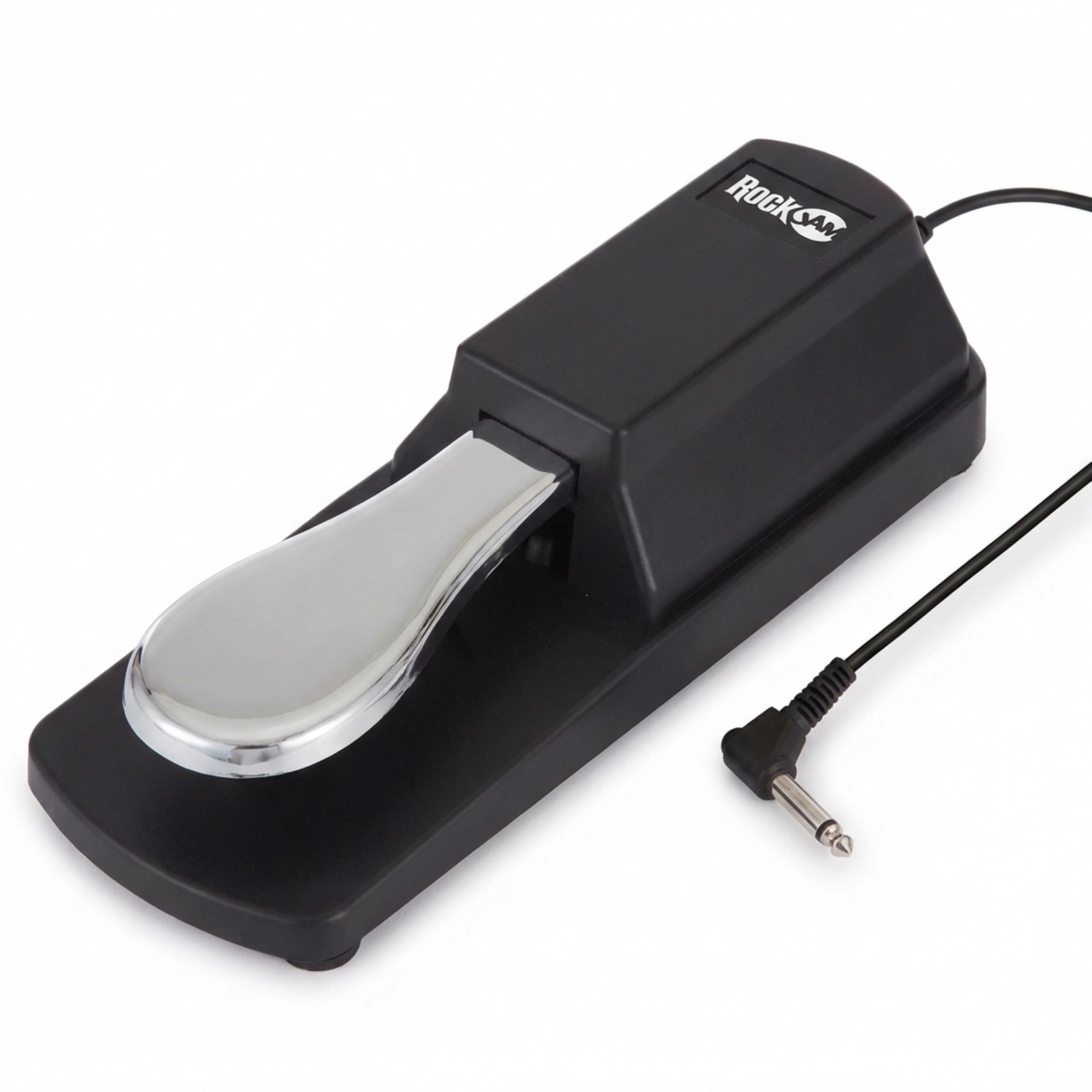 RockJam 6.35mm Sustain Pedal for Electronic Keyboards and Digital Pianos with Polarity Switch, Anti-Slip Rubber Bottom and 5.9 ft. Cable