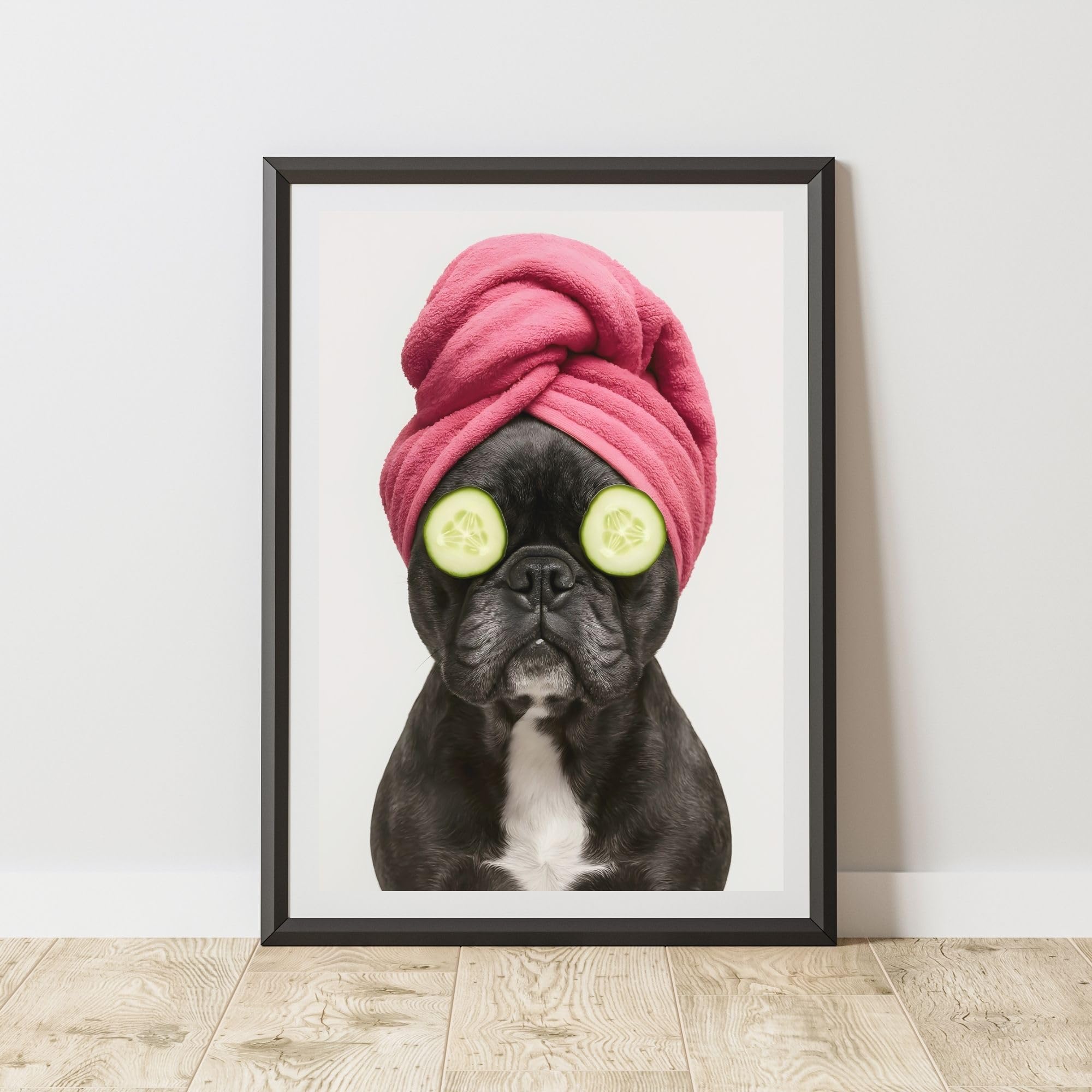 60 Second Makeover Photo Limited French Bulldog Chilling Quirky Animal Print Bathroom Accessories Wall Art Posters Pictures For Bathroom Walls Home Accessories Home Decoration Funny No Frame - A4
