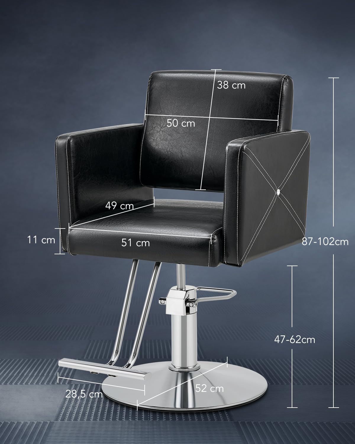 CO-Z Friseurstuhl 360° Drehbar 15cm Höhenverstellbar, Hydraulischer Barberstuhl mit Stahlsockel, 150 kg Tragkraft