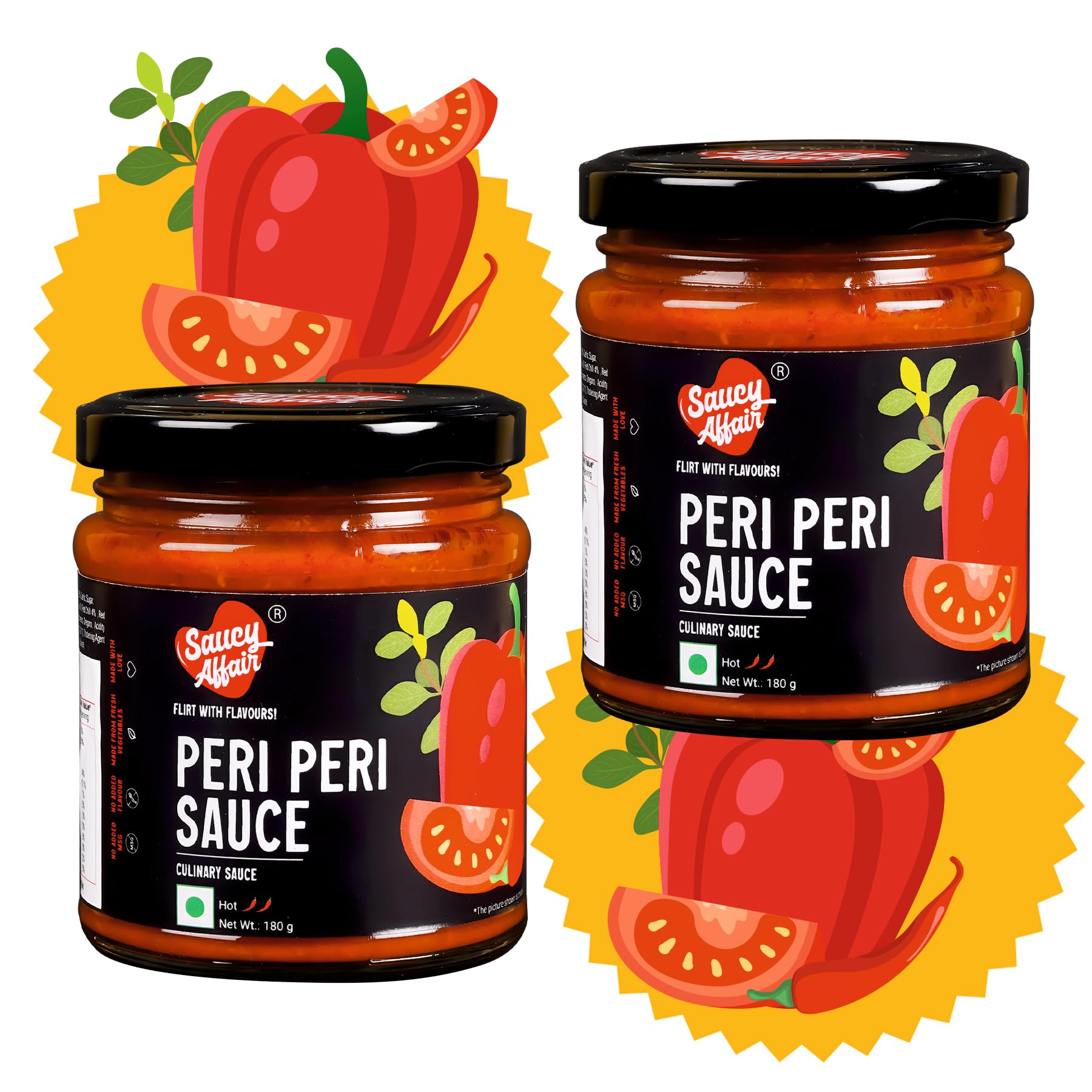 Saucy Affair Peri Peri Sauce | Tomato Chilli Sauce | Chilli Sauce | Red Chilli Sauce | Hot Sauce | Spicy Sauce | Pasta Sauce | Pizza Sauce Ready To Eat - 180 Gram Regular, (Set - 2) (B0CQYQ3BWK) Amazon Price History, Amazon Price Tracker