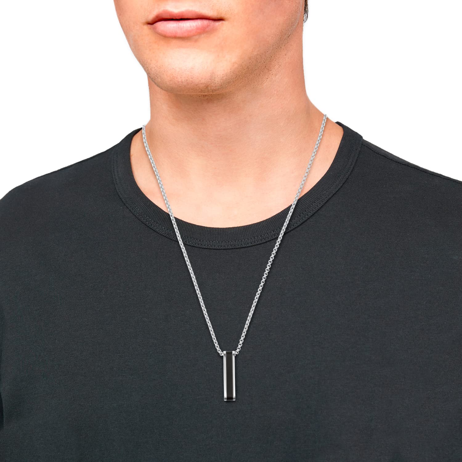 s.Oliver Kette mit Anhänger Edelstahl Herren Halsschmuck, 55+5 cm, Silber, Kommt in Schmuck Geschenk Box, 2035796