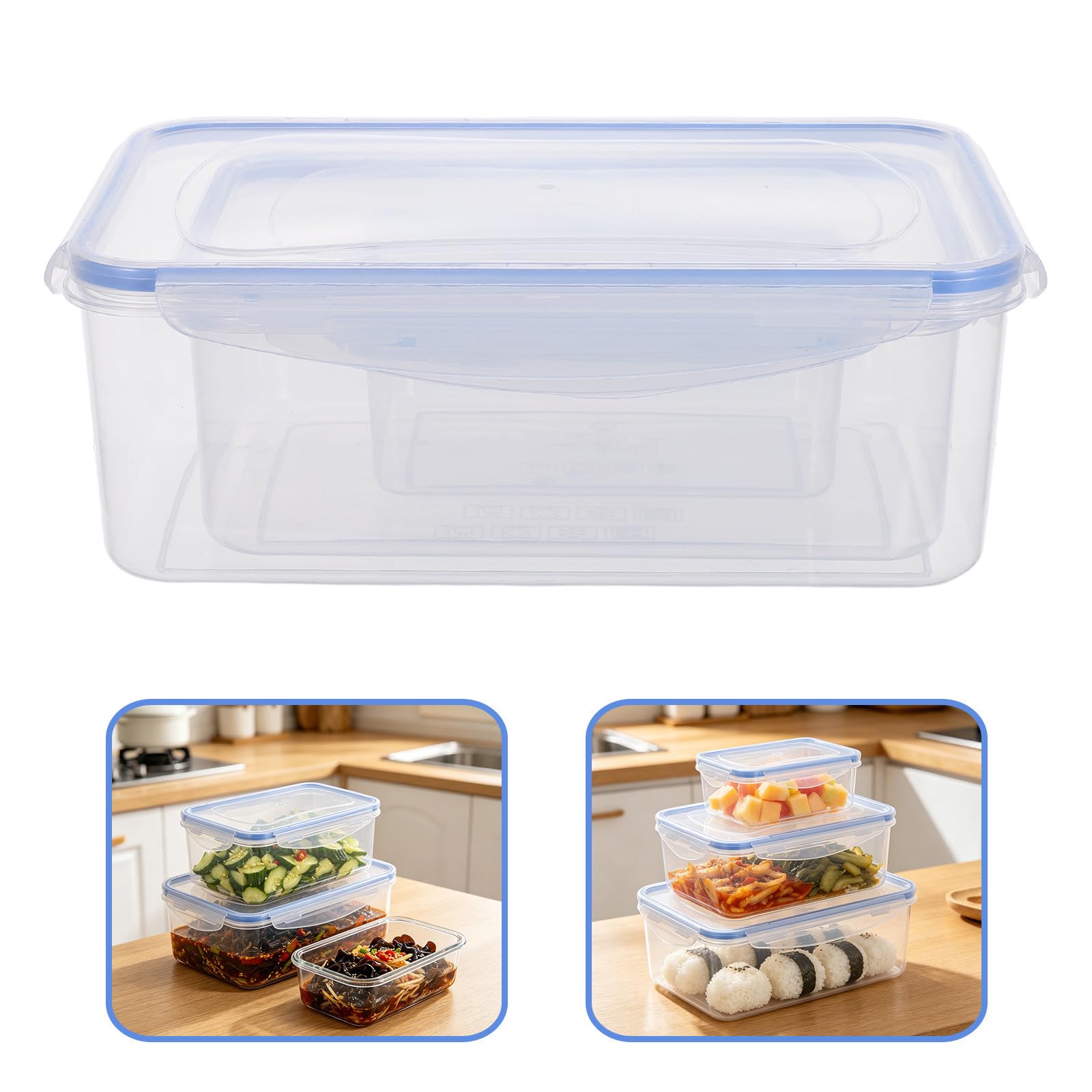 Set 12 Contenitori per Conservazione Alimenti da Cucina, senza Bpa, in Pp e Silicone, Capacità 500ml-2500ml, con Coperchio, Antiumidità, per Conservazione Cibo in Cucina
