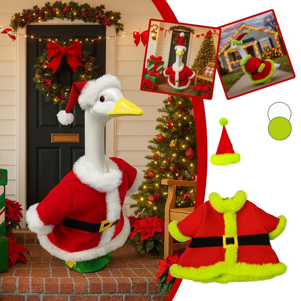 Weihnachts-Gans-Outfit, Weihnachtsmann-Veranda-Gans-Outfits, Weihnachts-Gans-Kleidung, albernes Rasengans-Kostüm für 58,4 cm Veranda, Gänseente, Dekoration, für Veranda, Garten, Innendekoration (Grün